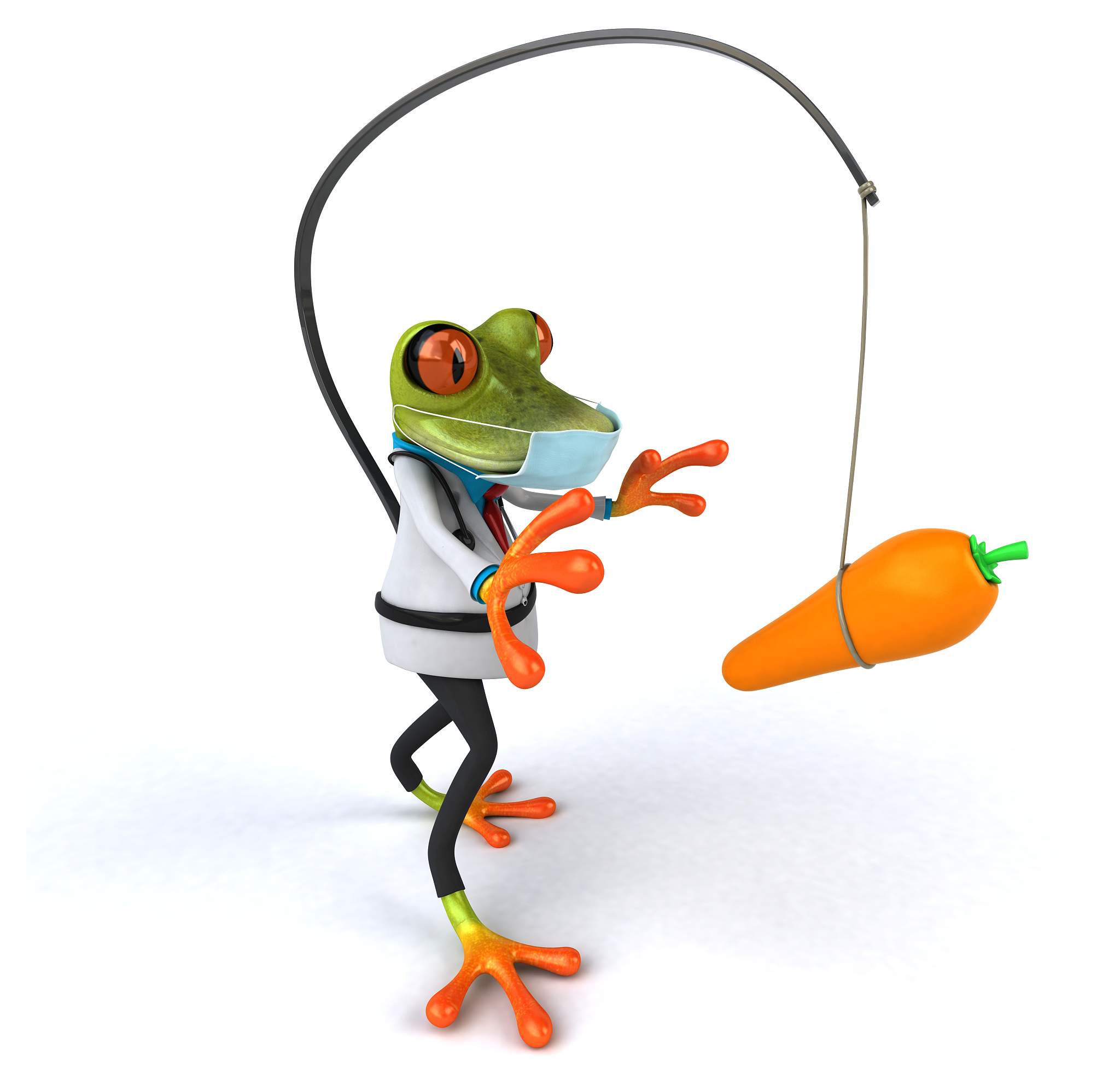 3d illustration of a doctor frog with a mask