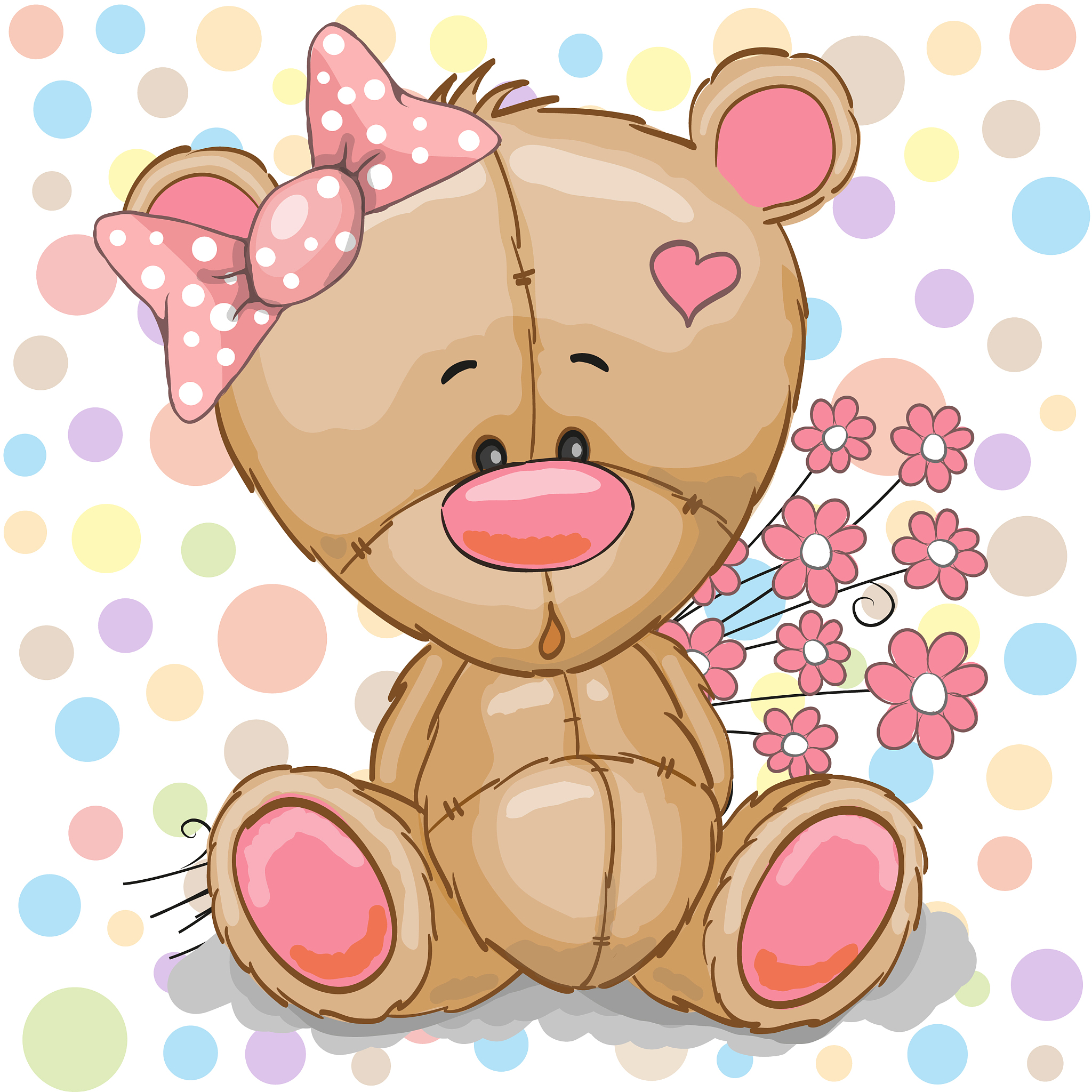 可爱的小女孩和她的玩具熊 - 温馨童趣图片