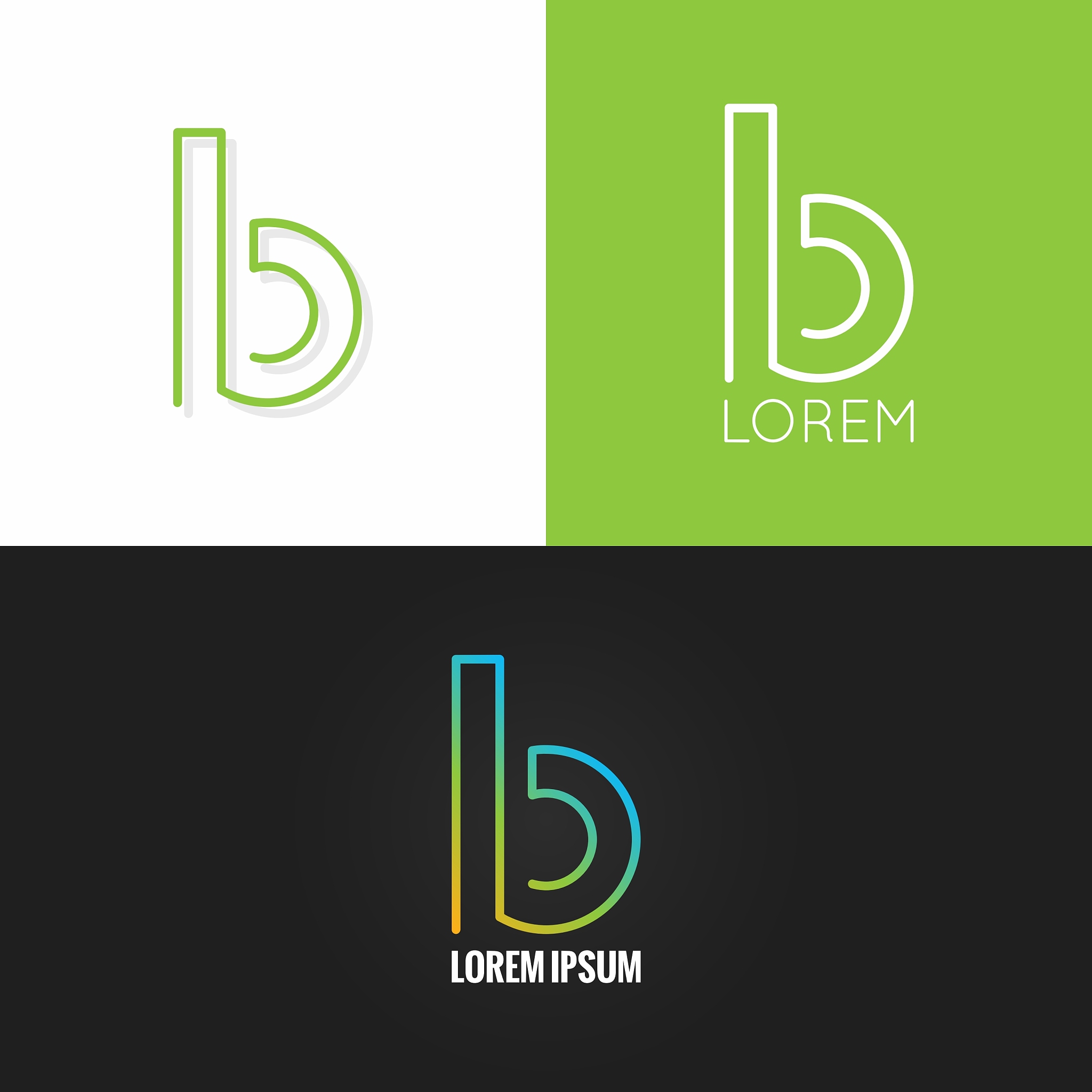 letter b logo alphabet design icon set background