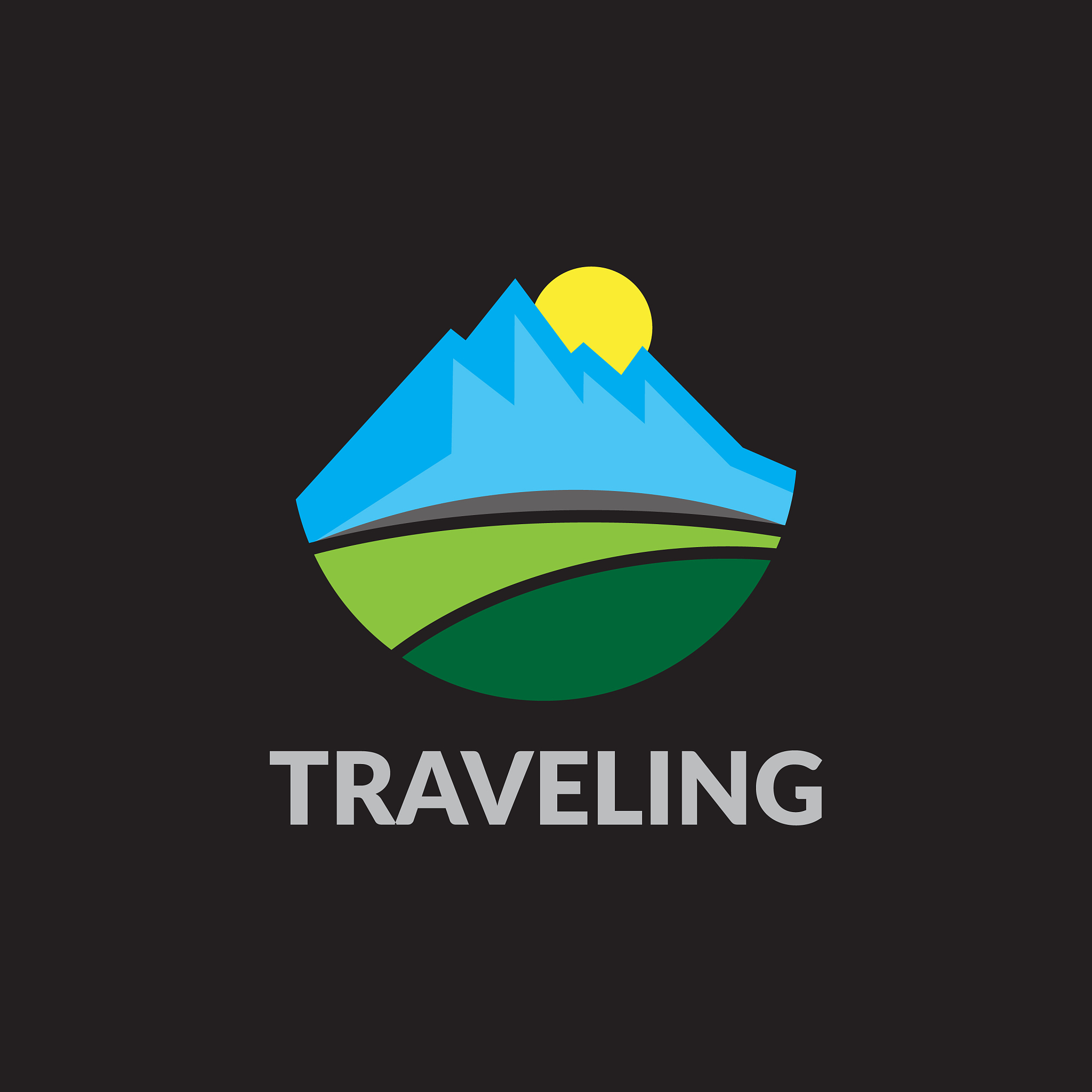 抽象简约logo设计：米粒、山峰与河流