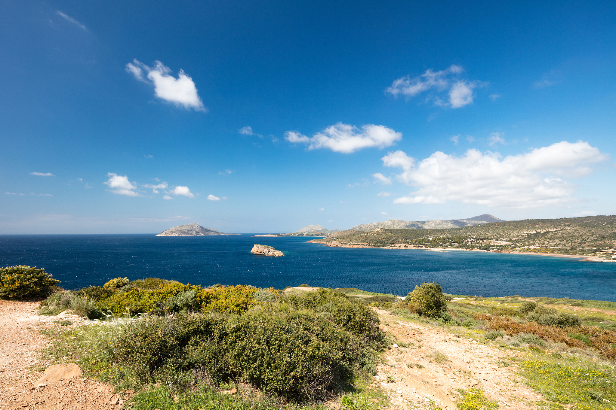view from the temple of poseidon on cape suonion, greece