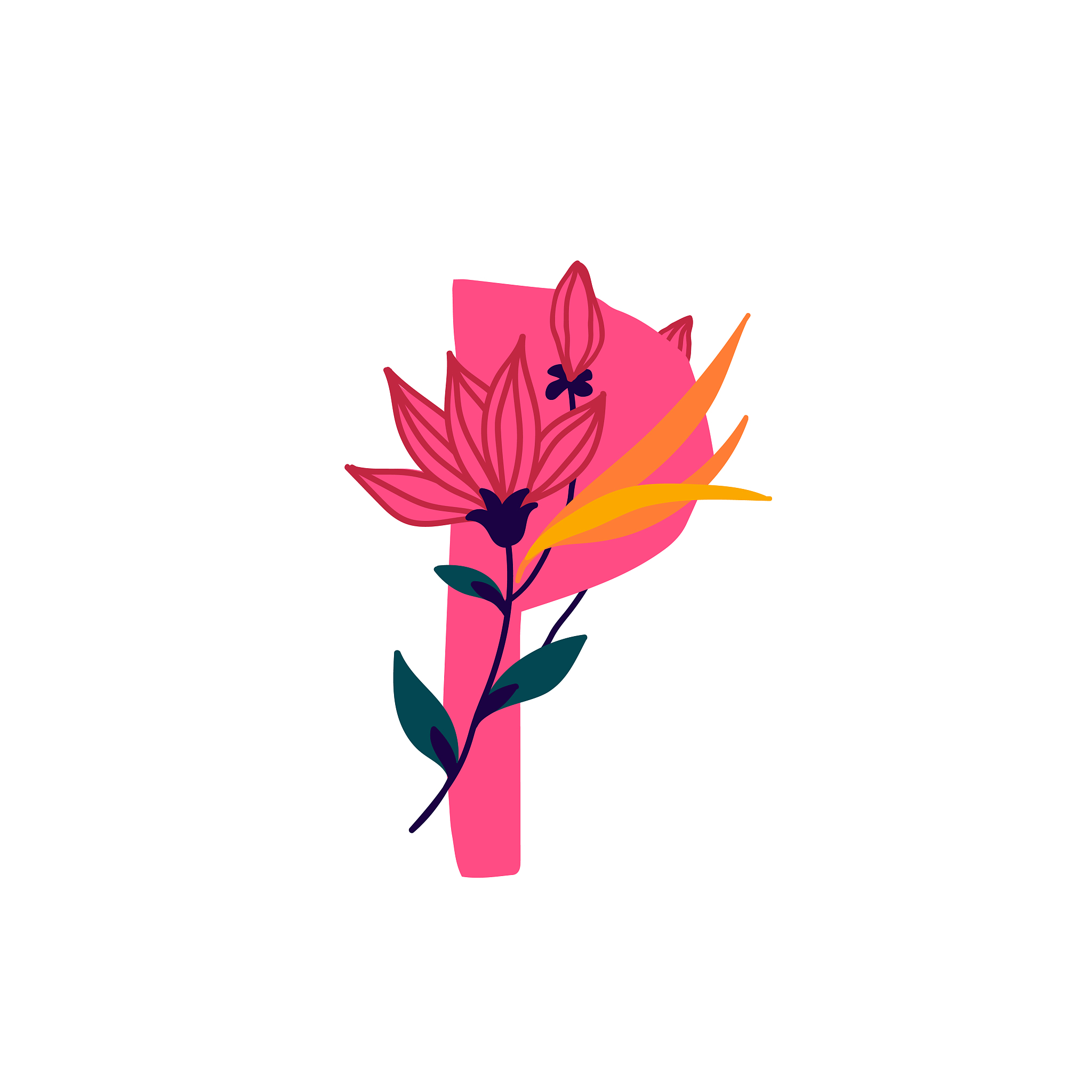 latin letter p in flowers and plants. letter in decorative eleme