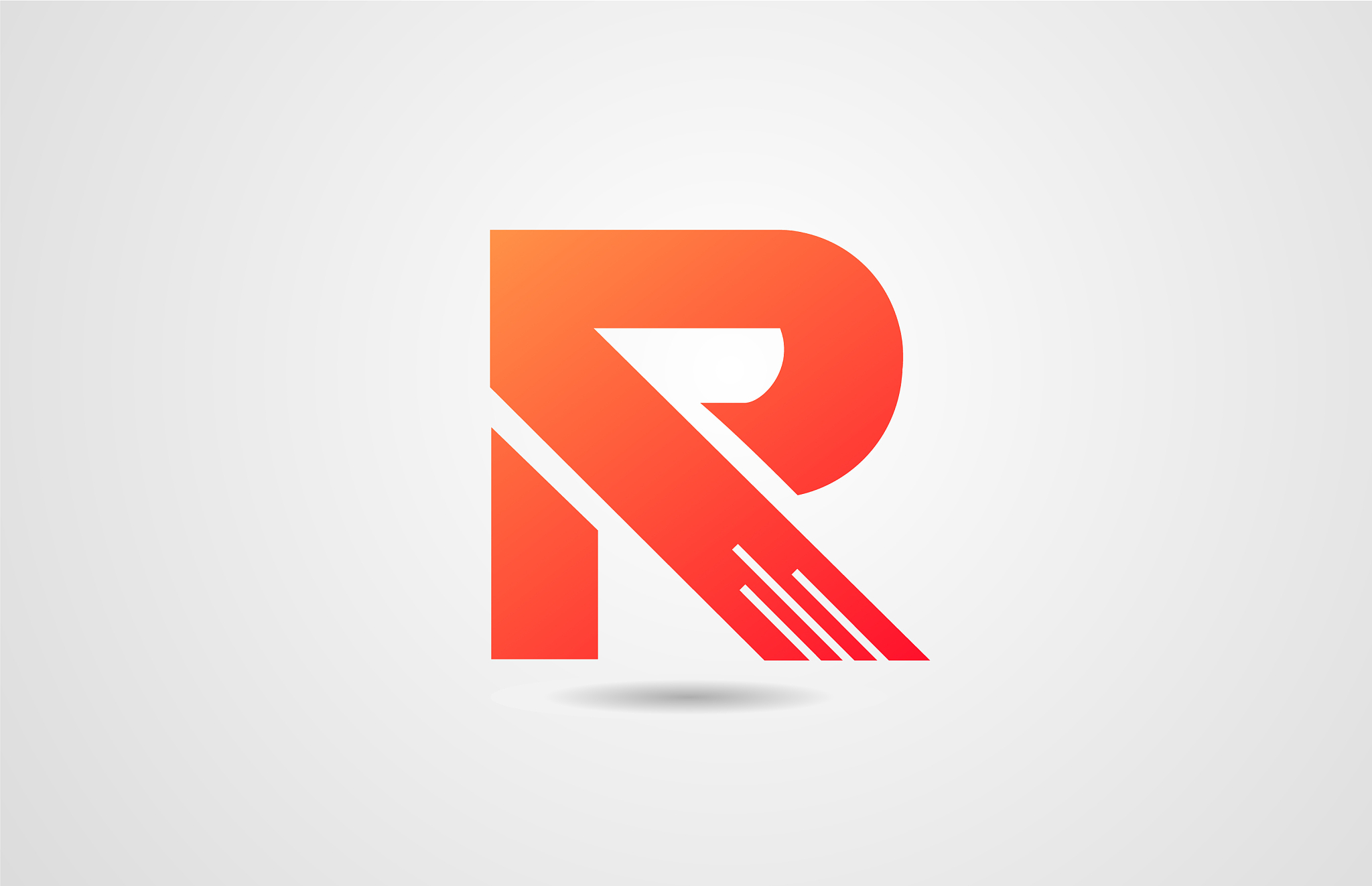 r orange alphabet letter logo icon design