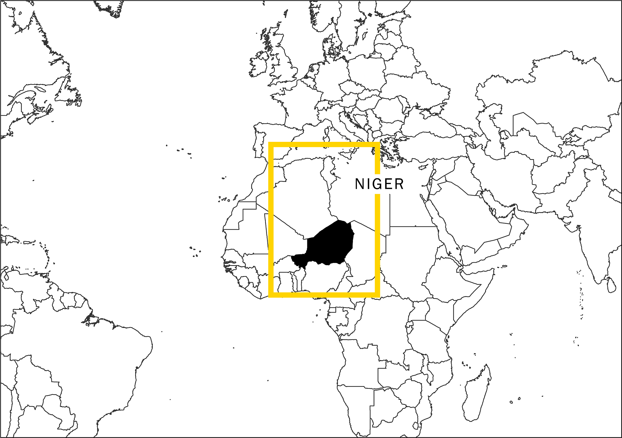 niger map yellow frame geography national