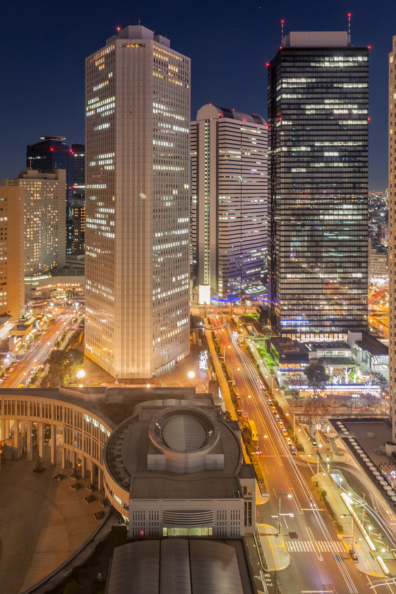 shinjuku night twilight view in high angle, tokyo, japan