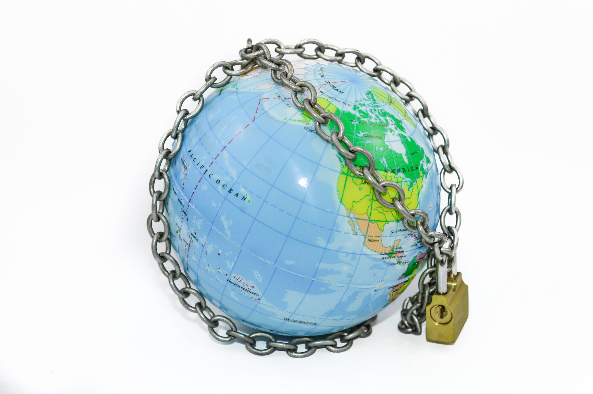 globe protected with chain and padlock