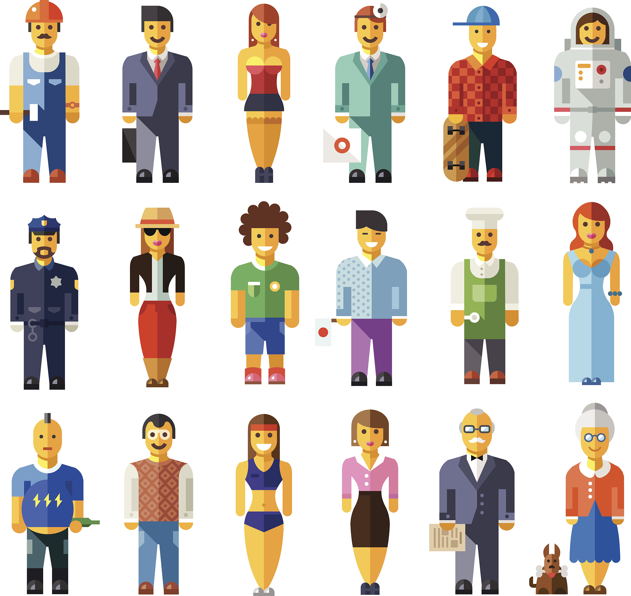 cartoon vector flat people different characters