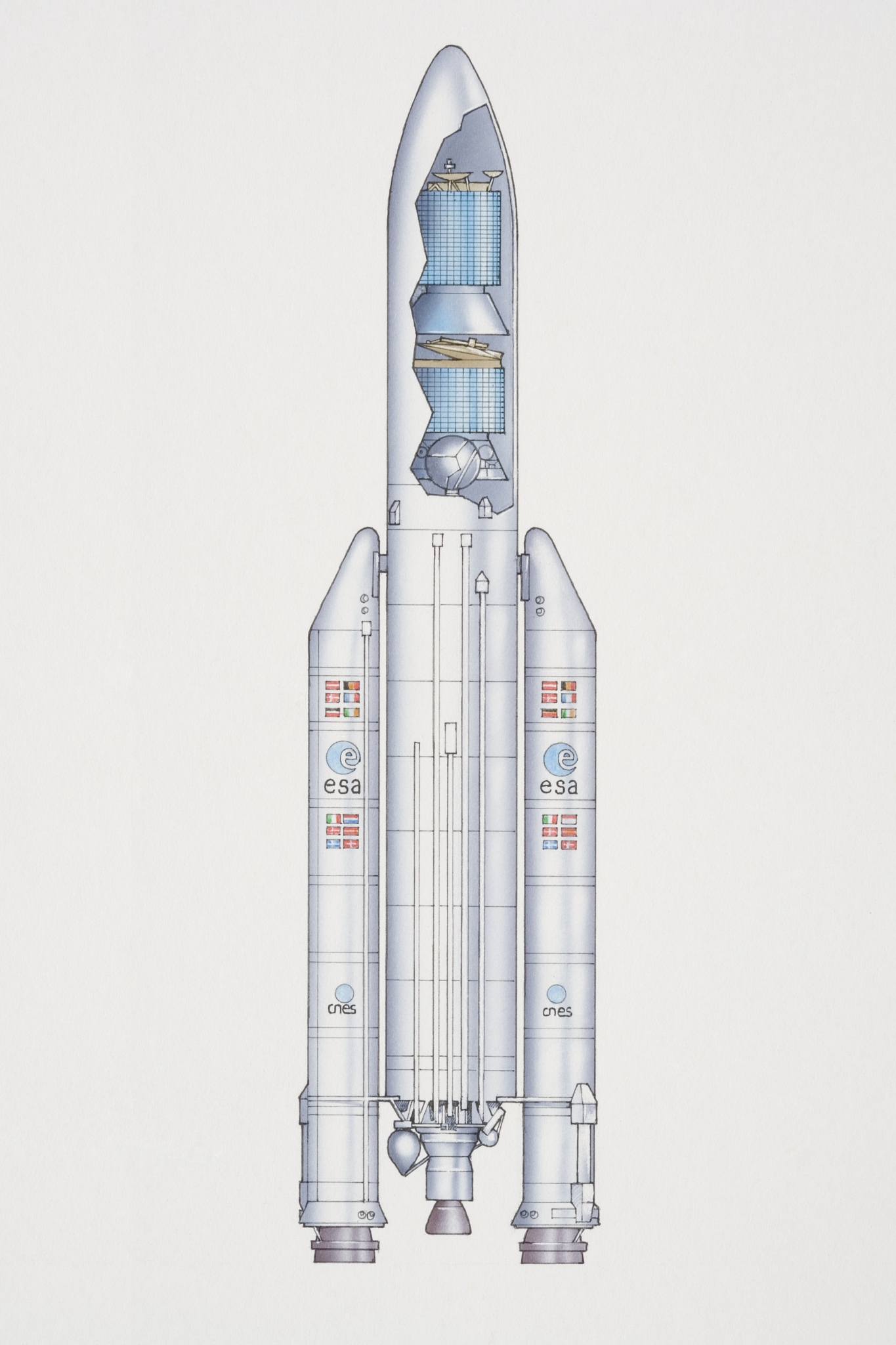 ariane, cross section of space rocket.