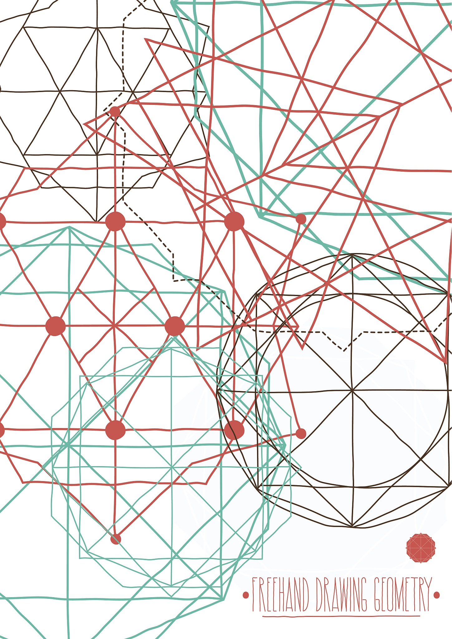 simple background, poster with abstract geometric figures, lines