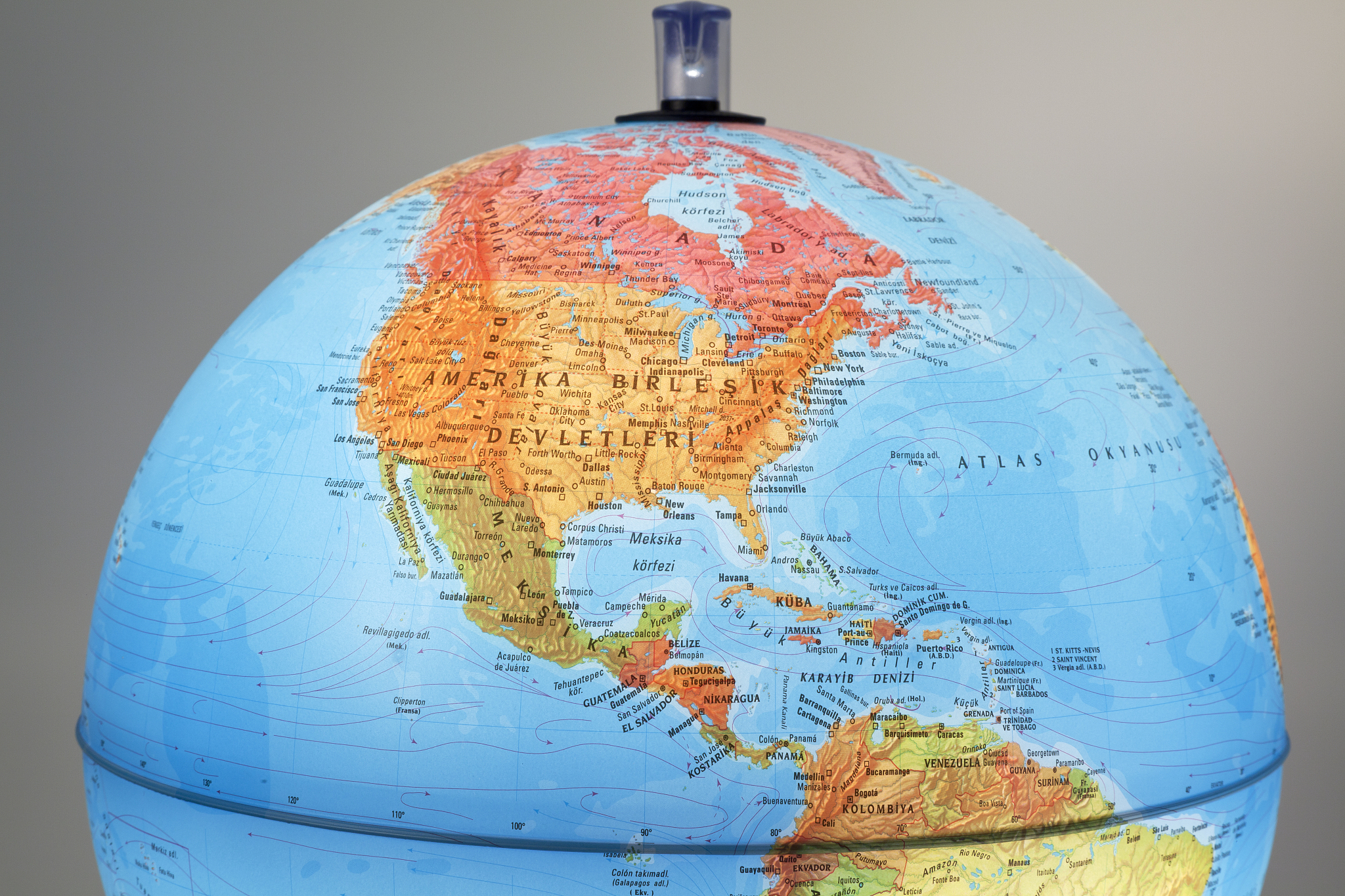 pacific on world globe
