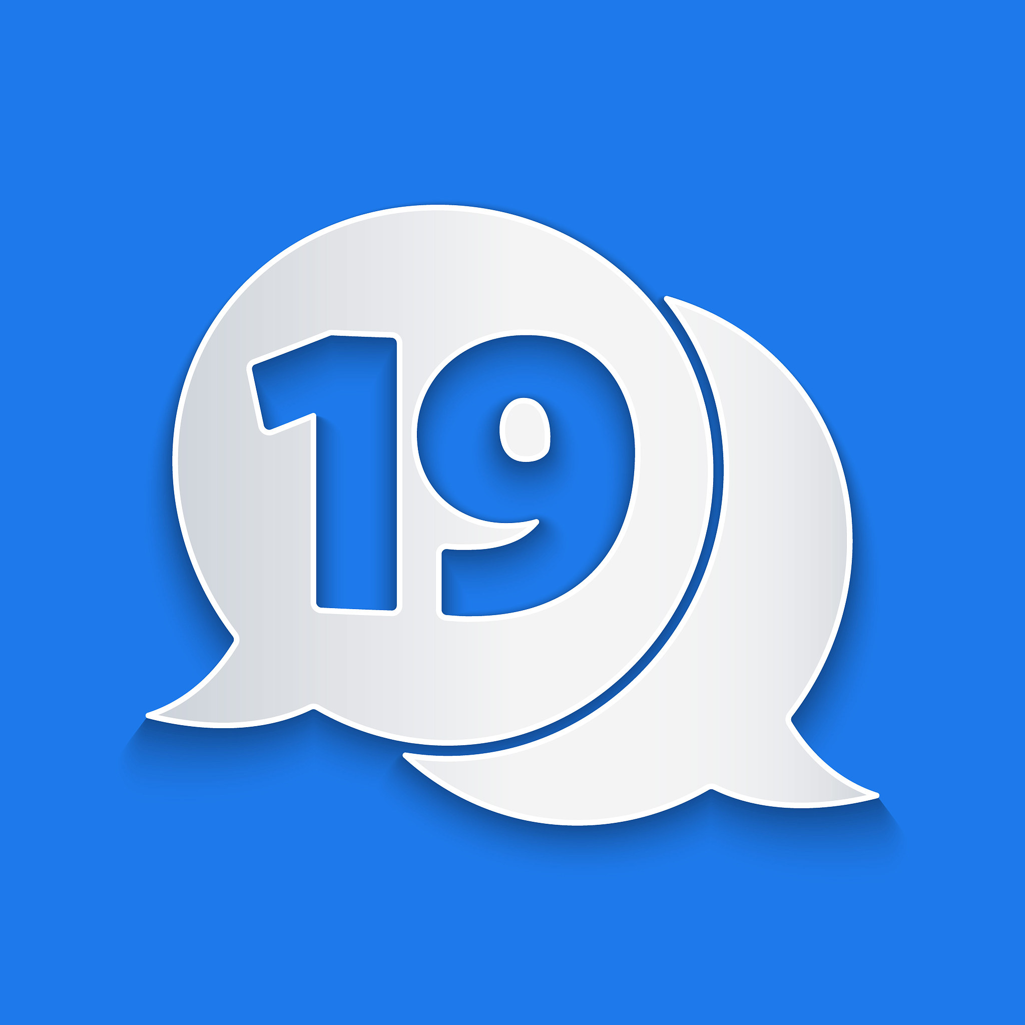 paper cut speech bubble with happy easter icon isolated on blue 