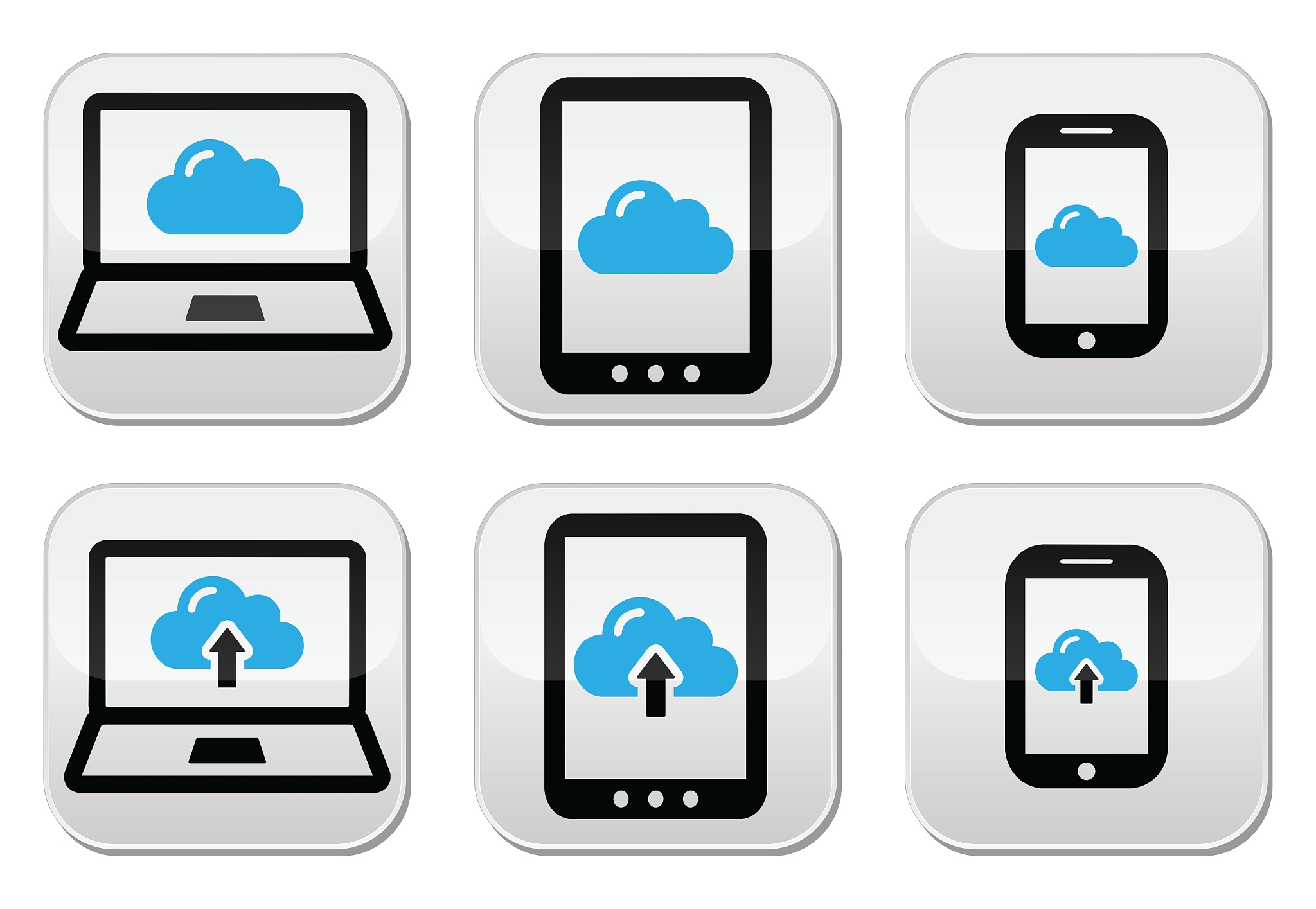 cloud network on laptop tablet smartphone icons