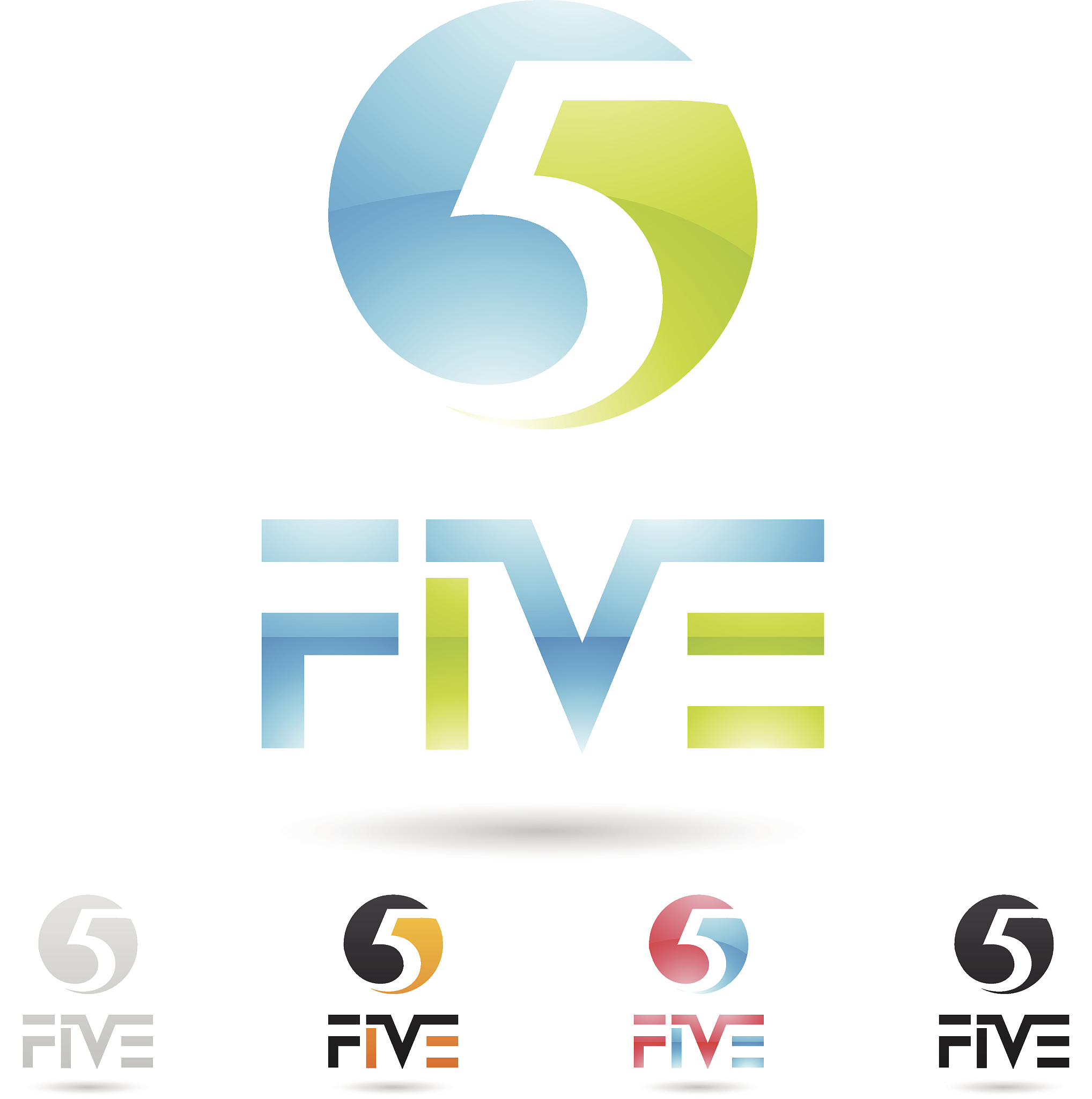 colorful and abstract icons for number 5