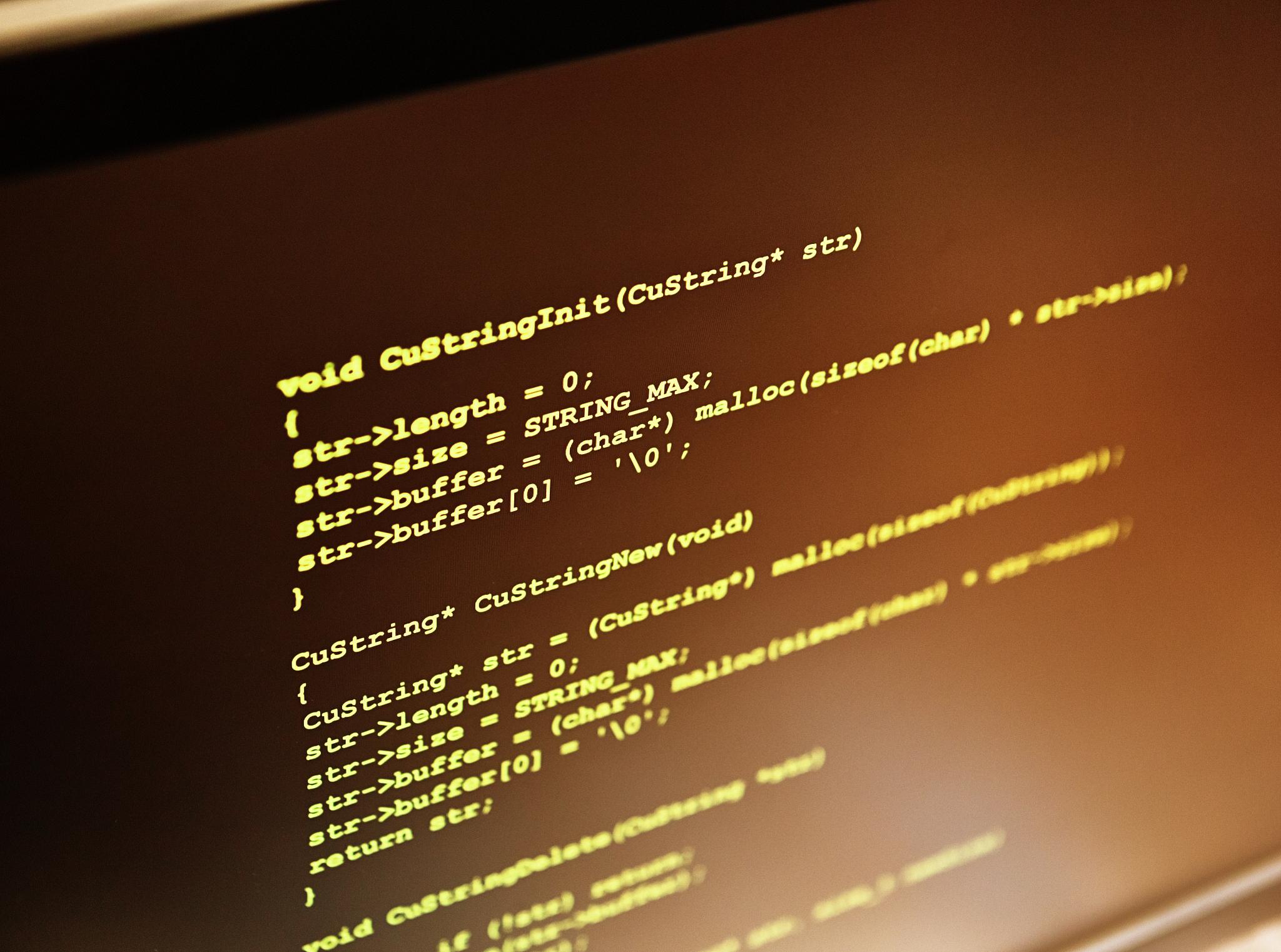 computer programming source code displayed on a pc monitor