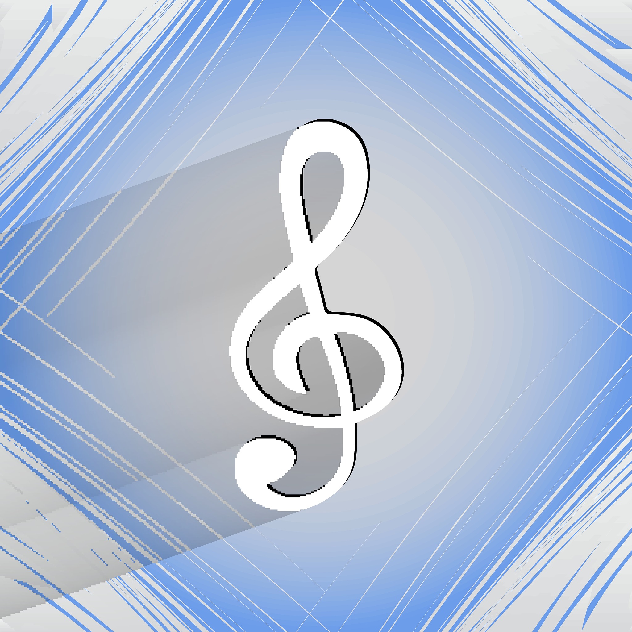 music elements notes web icon on a flat geometric abstract backg