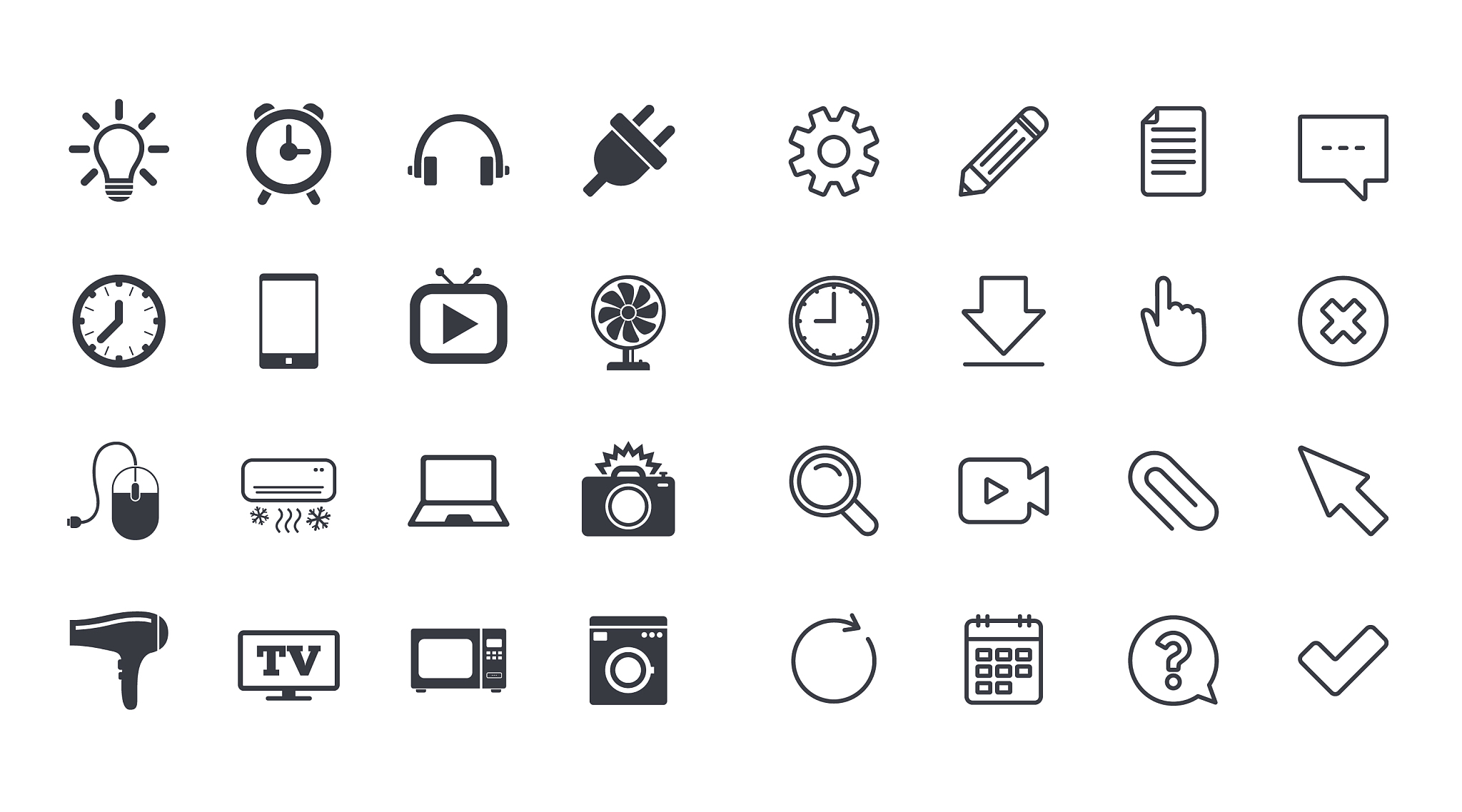 set of electronics home appliances and devices