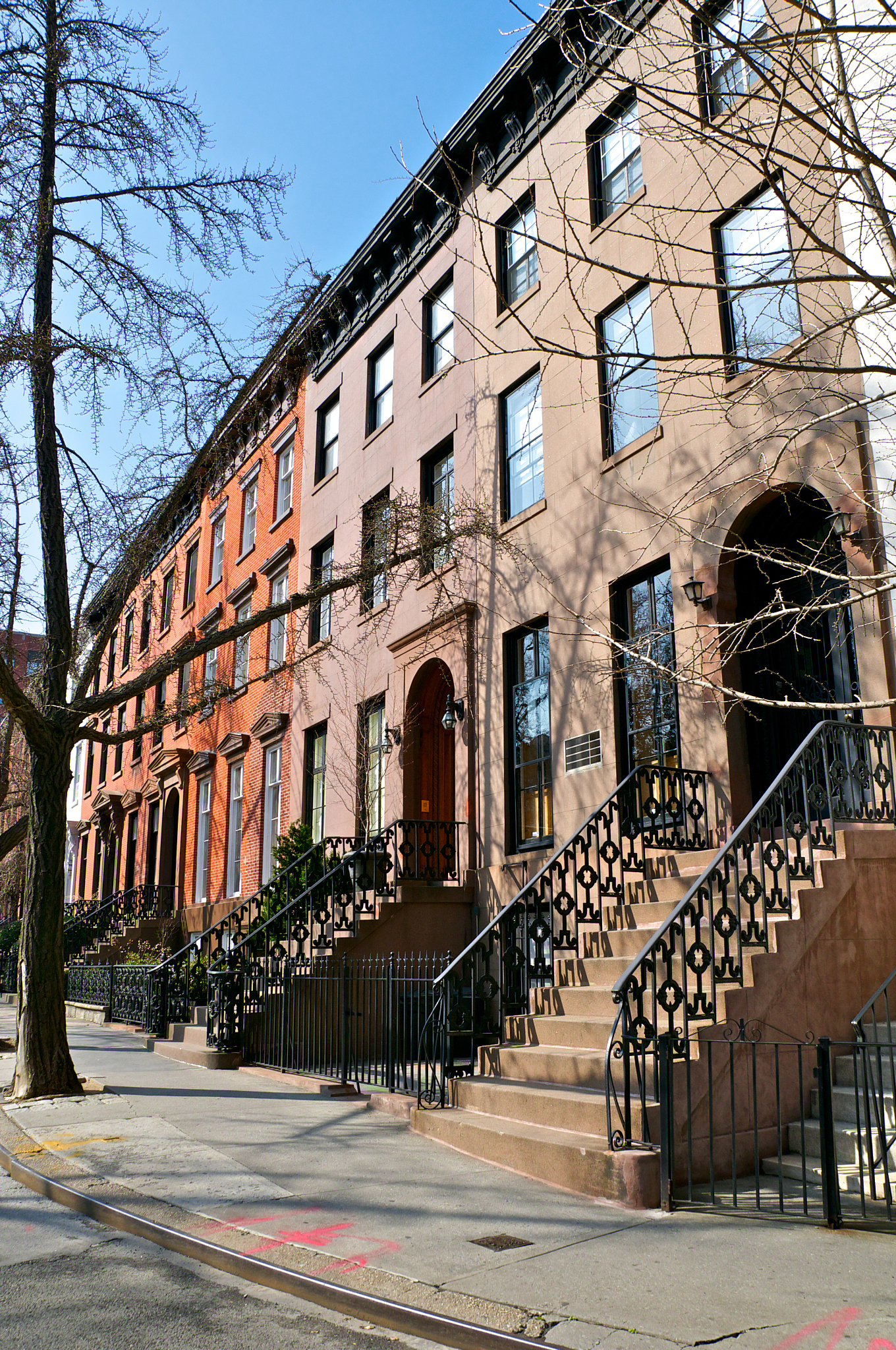 19th century rowhouses, st lukes place, greenwich village nyc