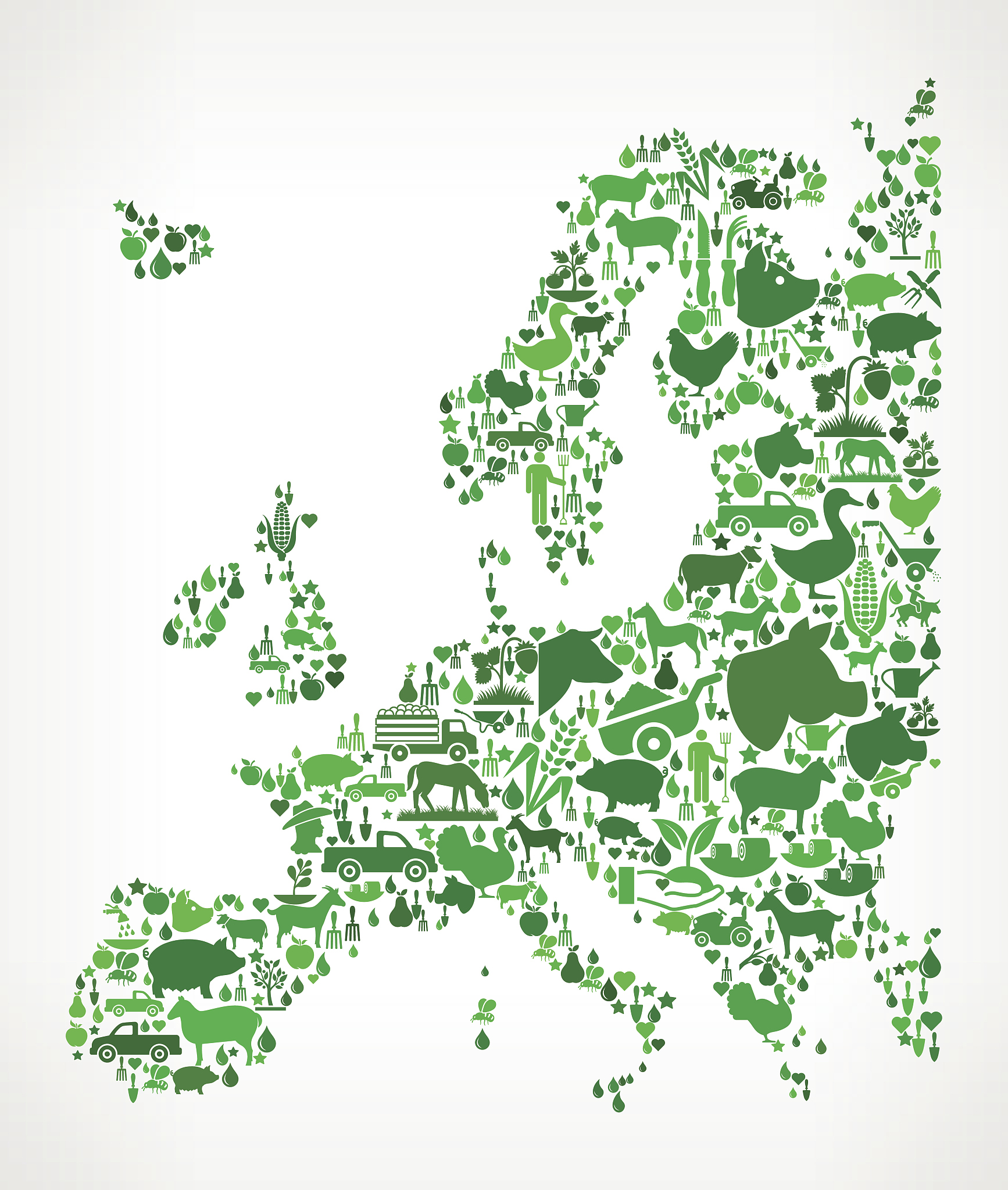 europe farming and agriculture green icon pattern
