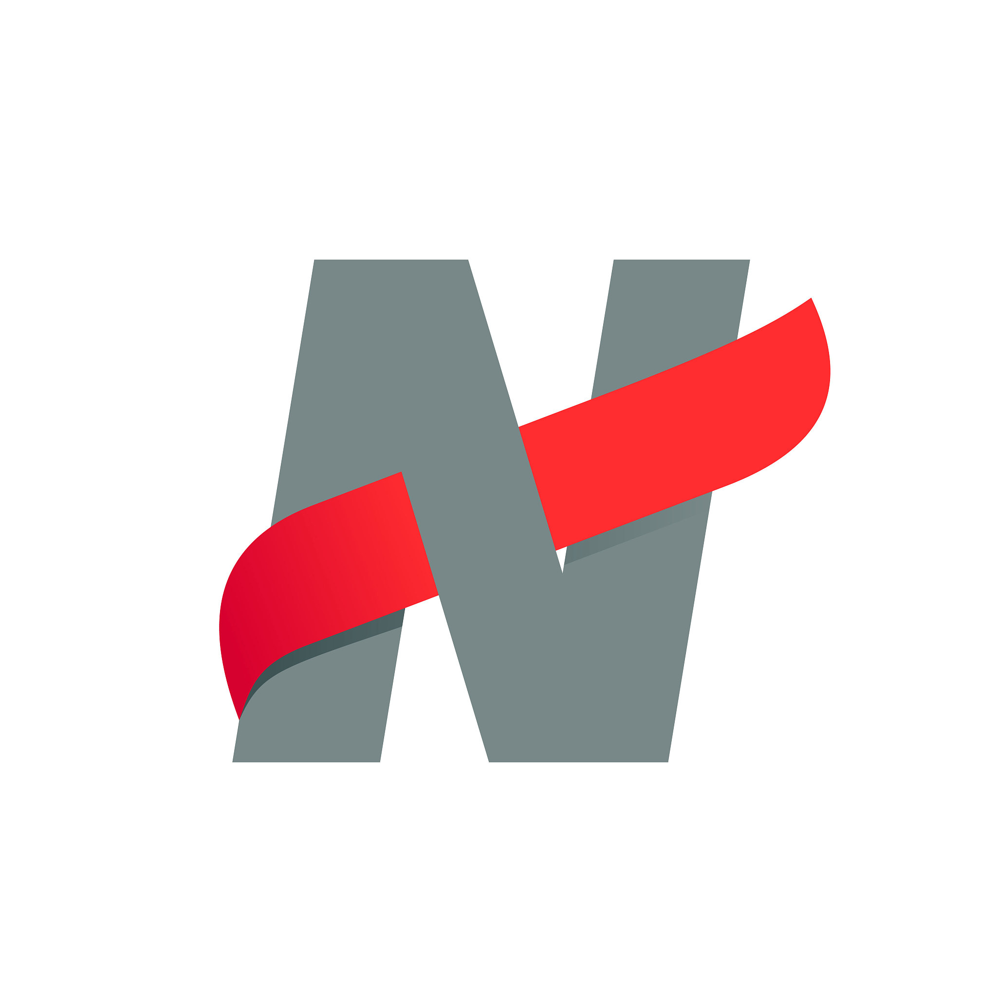 n letter logo with fast speed red wing.