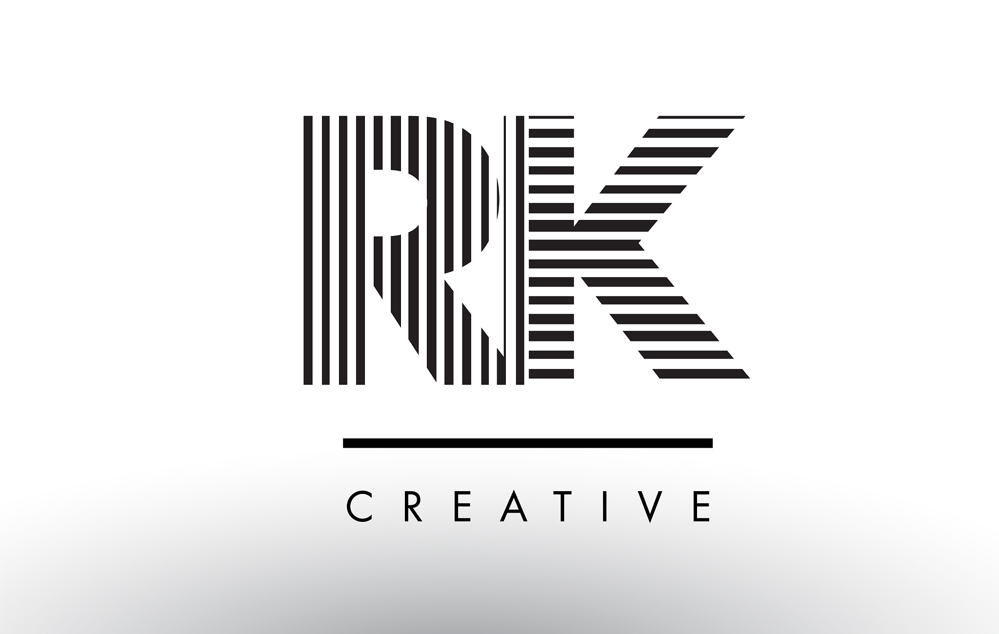 rk r k black and white lines letter logo design