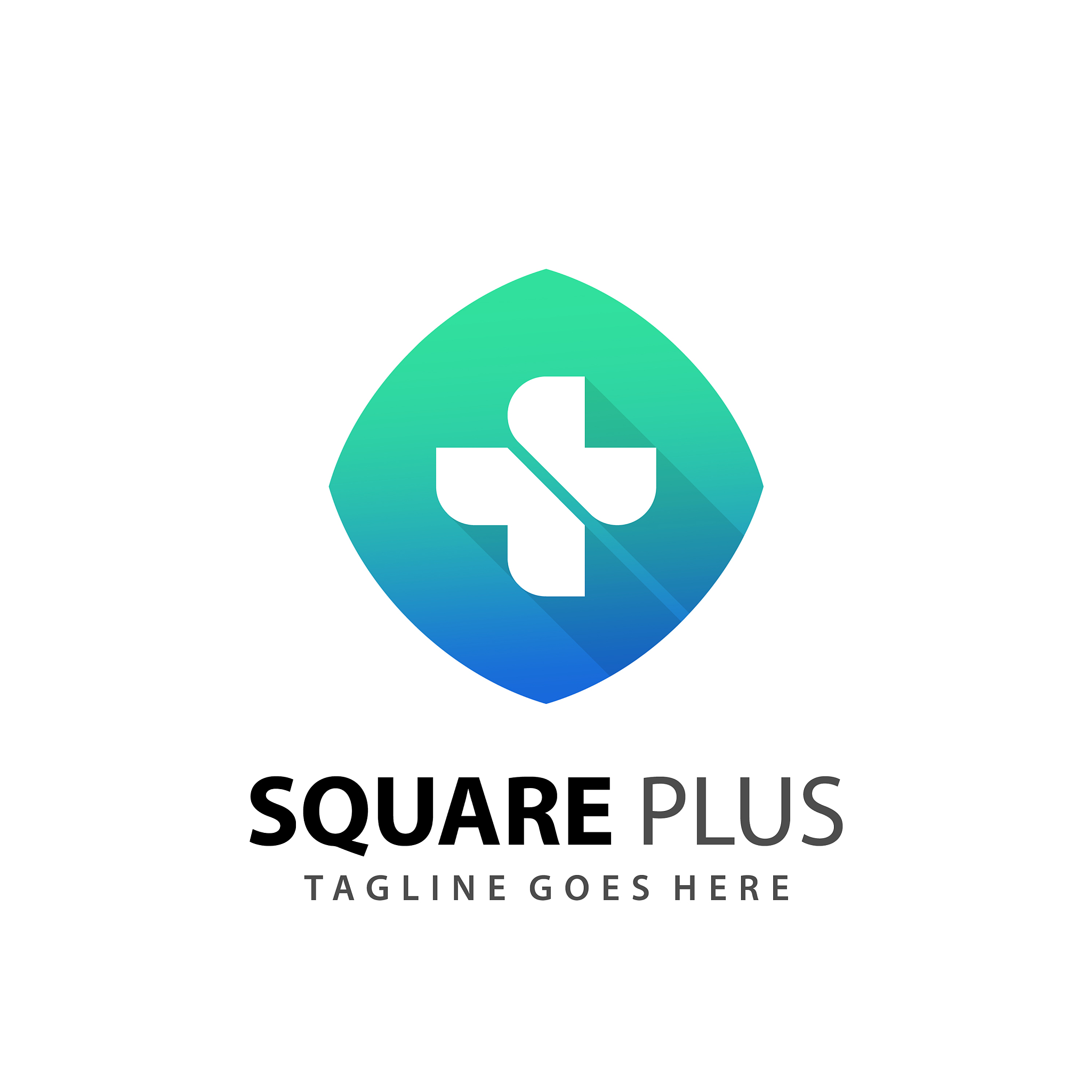 abstract square plus medical icon logo design