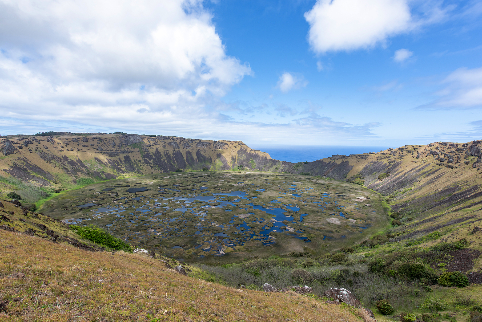 the volcanic crater of rano kau