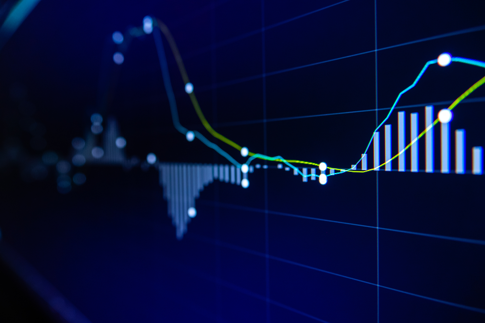 stock exchange market graph on led screen for business concept.