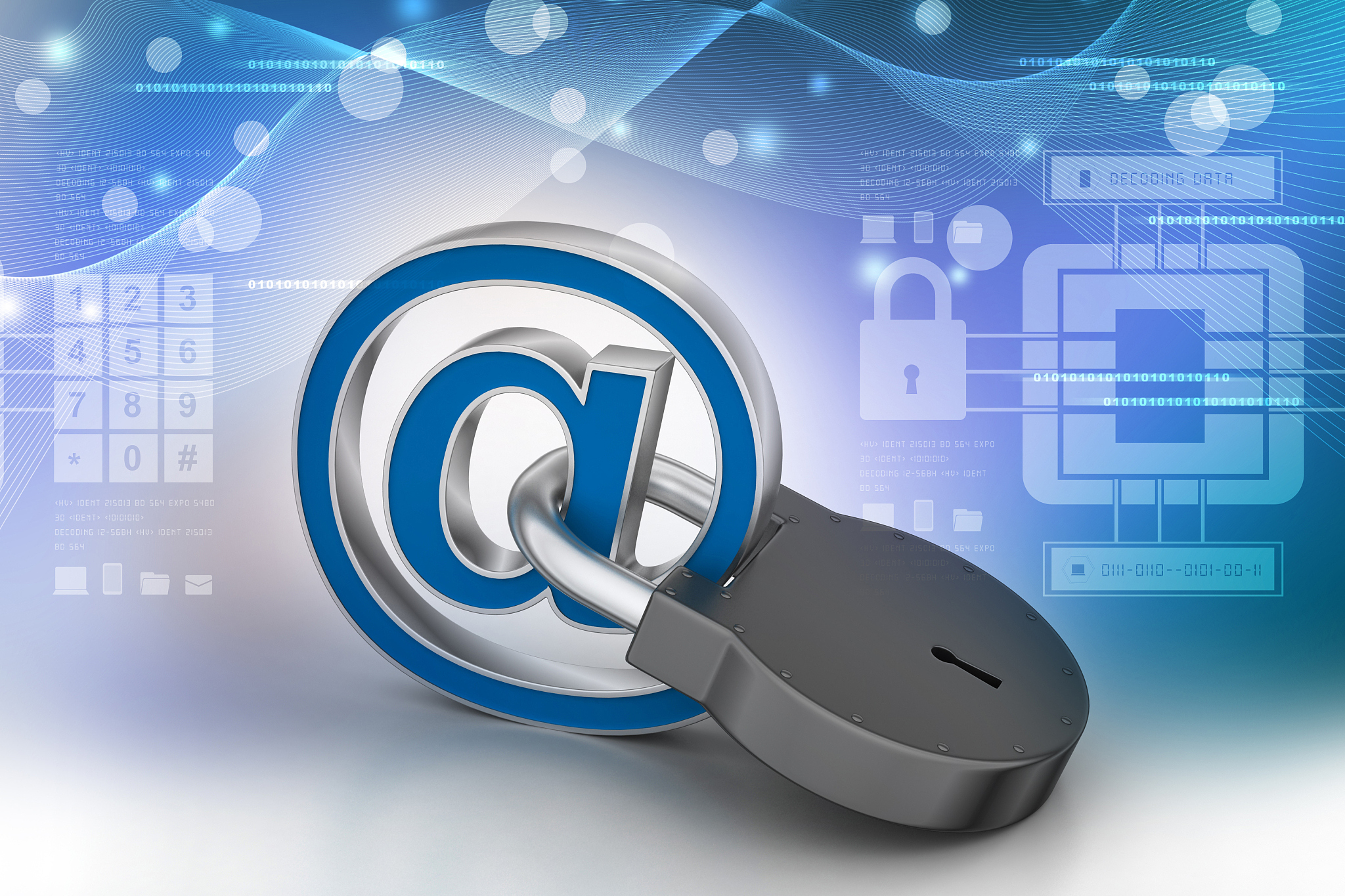 e-mail sign with padlock