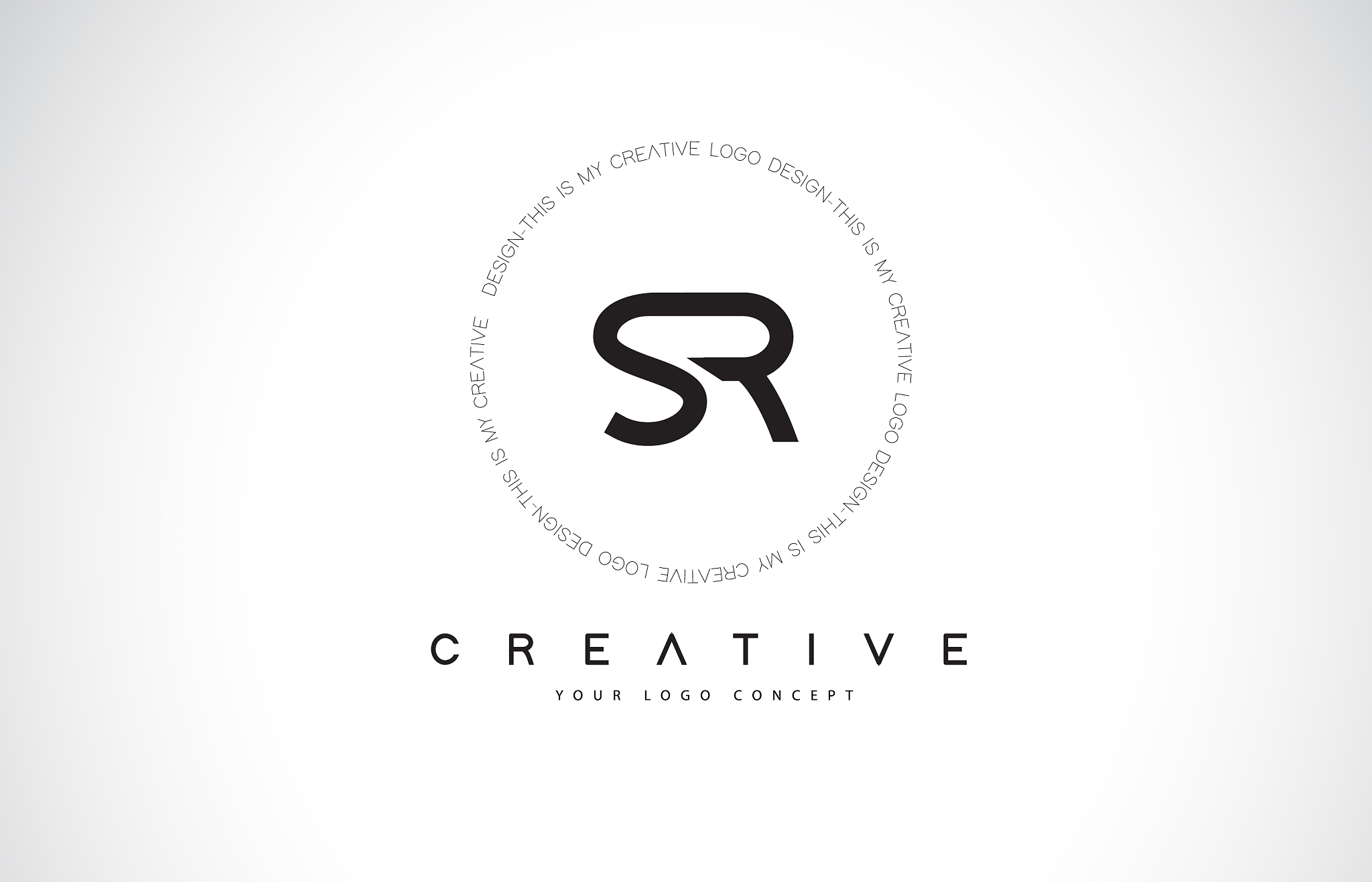 sr s r logo design with black and white creative