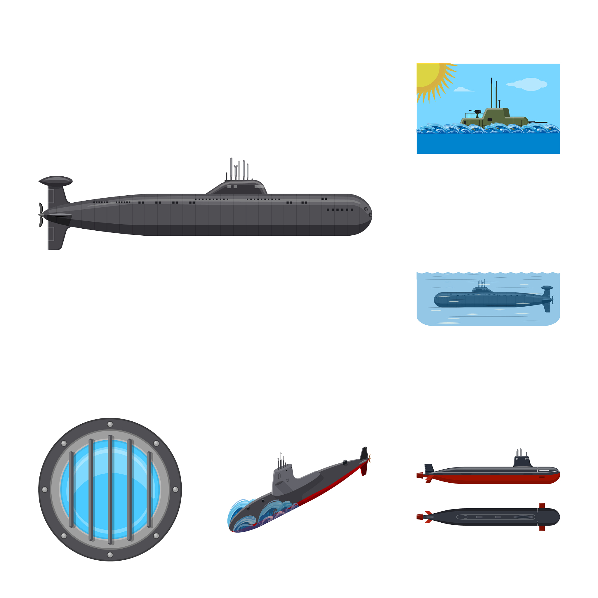 design of boat and navy symbol set of boat