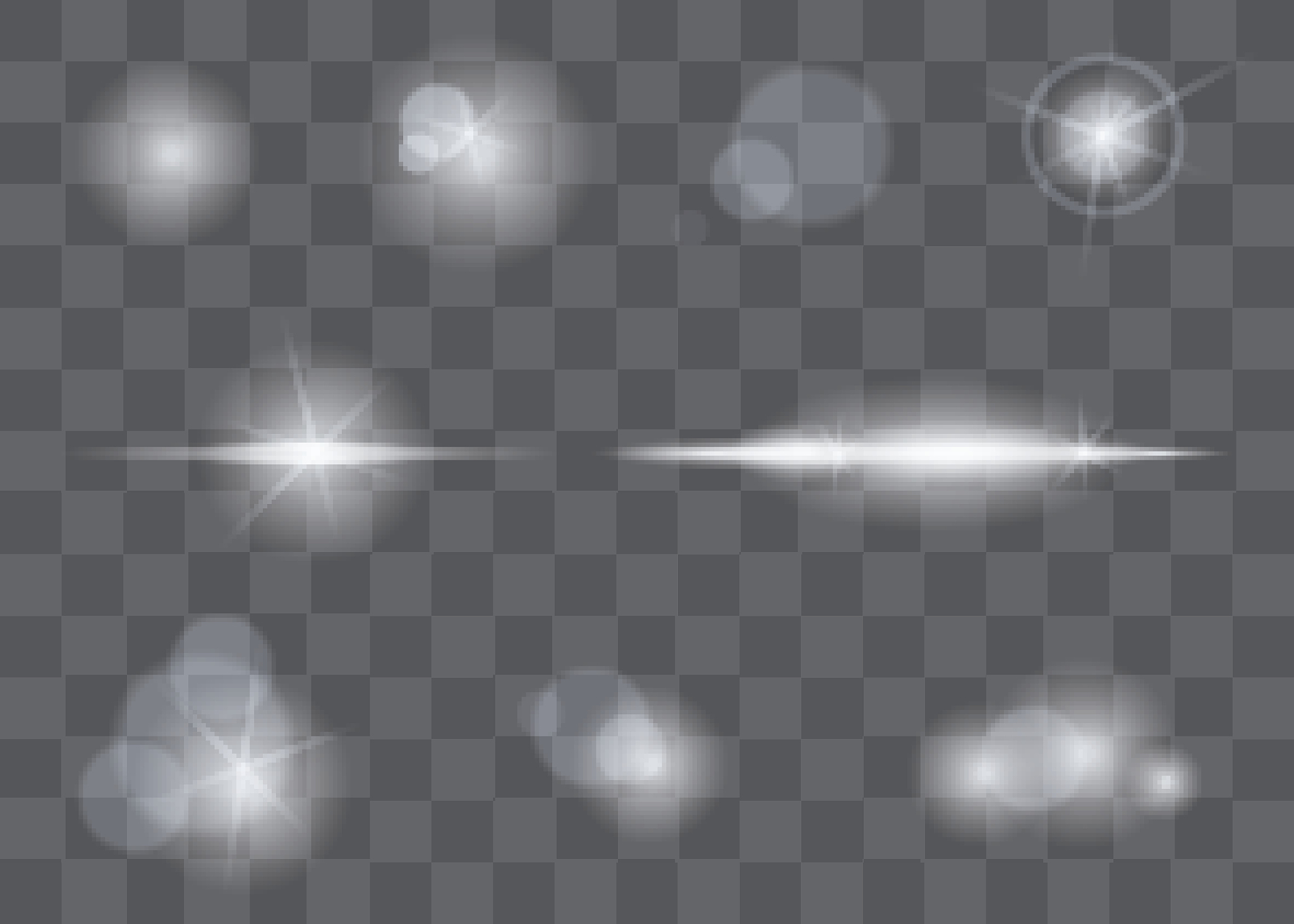 lights glare effect, flare and explosion flash effect. vector is