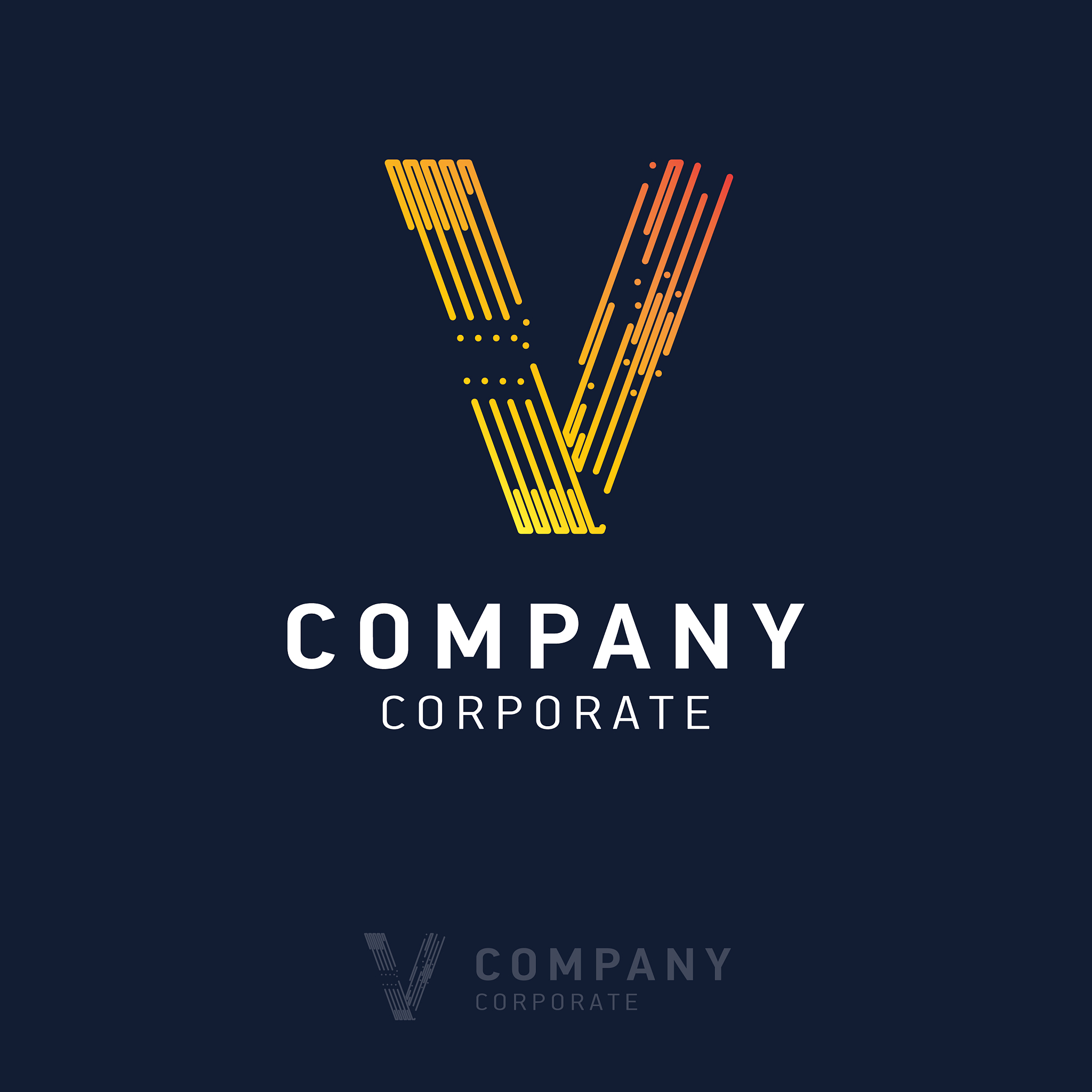 v company logo design with visiting card