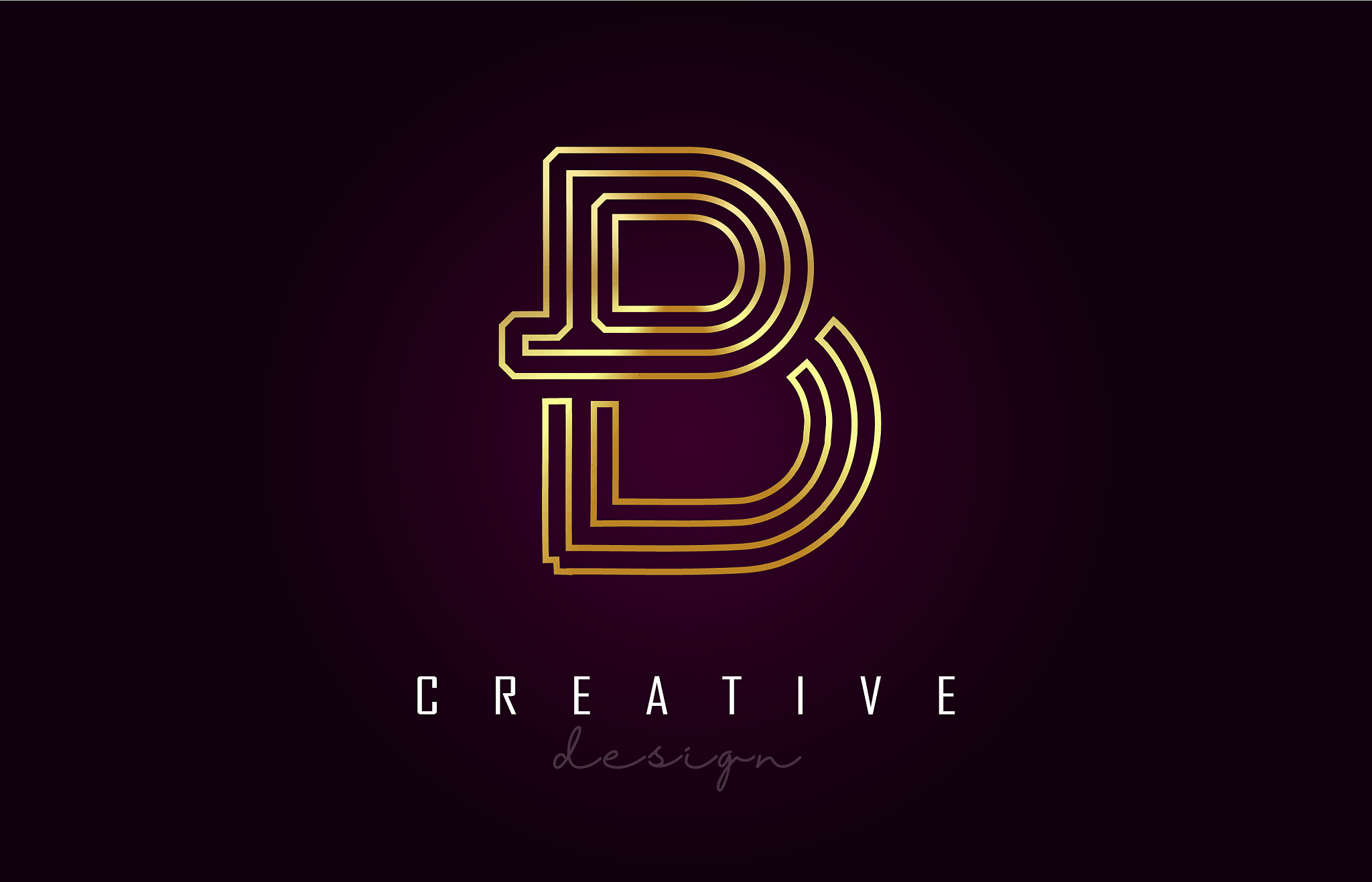 b golden letter logo monogram design creative b
