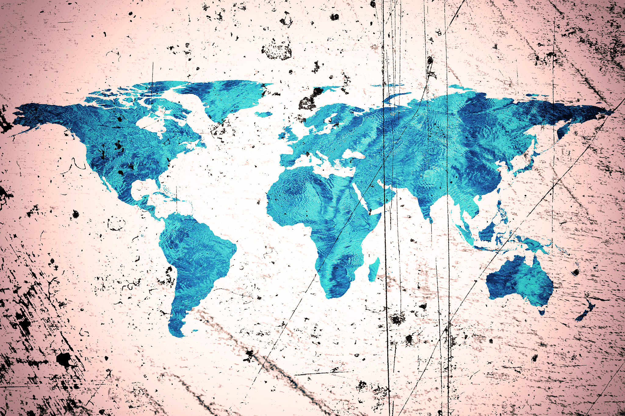 close up world map and water concept