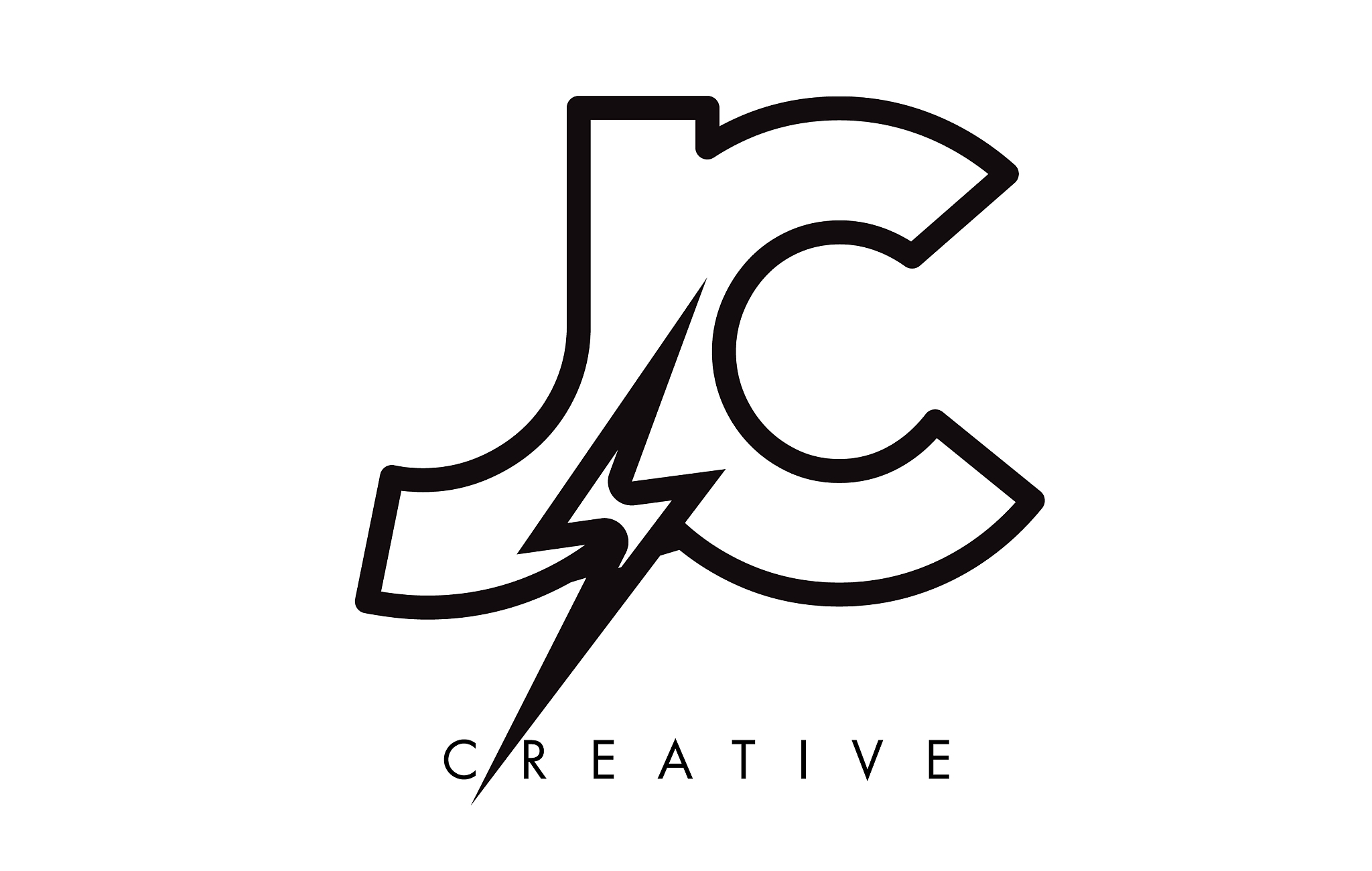 jc letter logo design with lighting thunder bolt