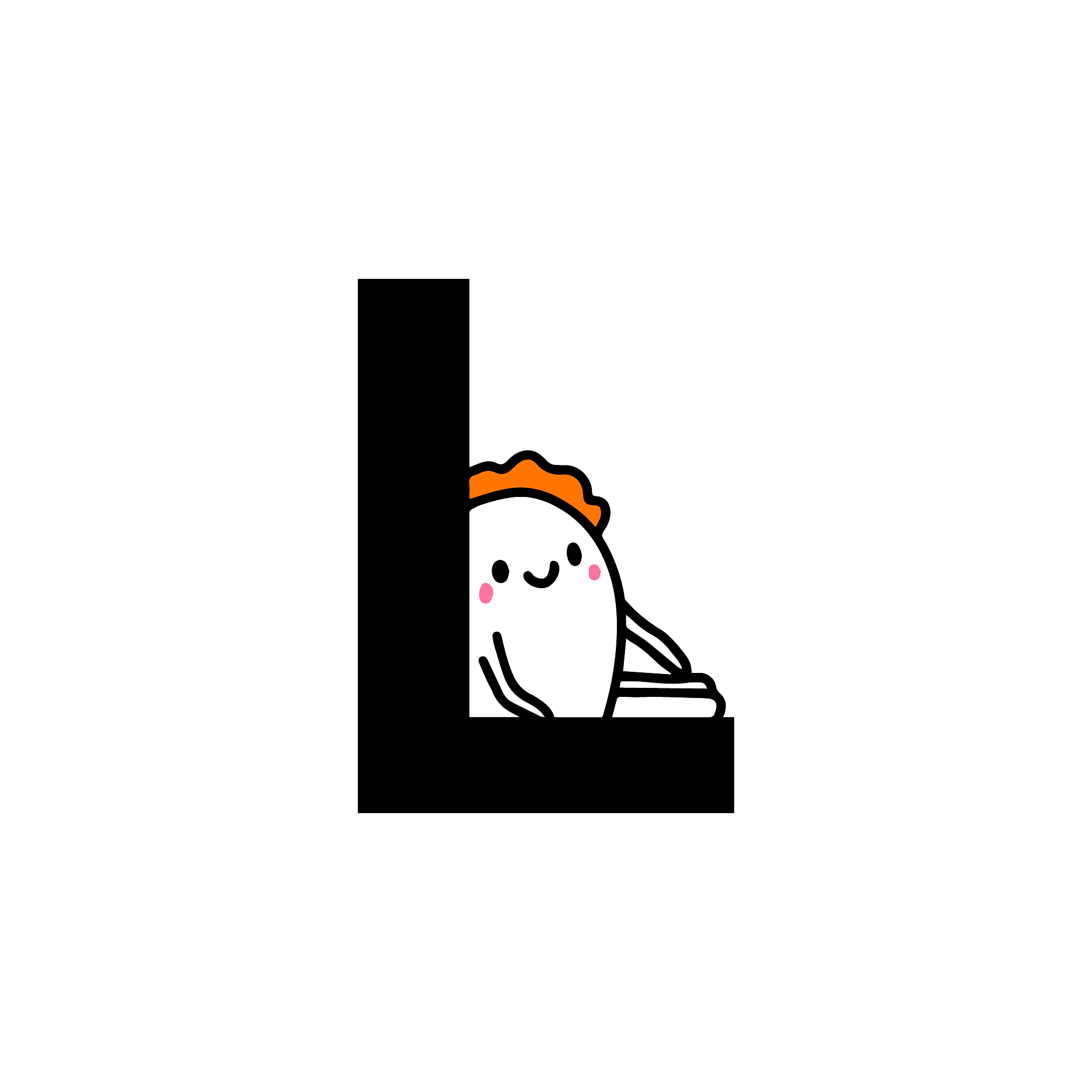 l letter hand drawn cartoon illustration with cute cartoon comic