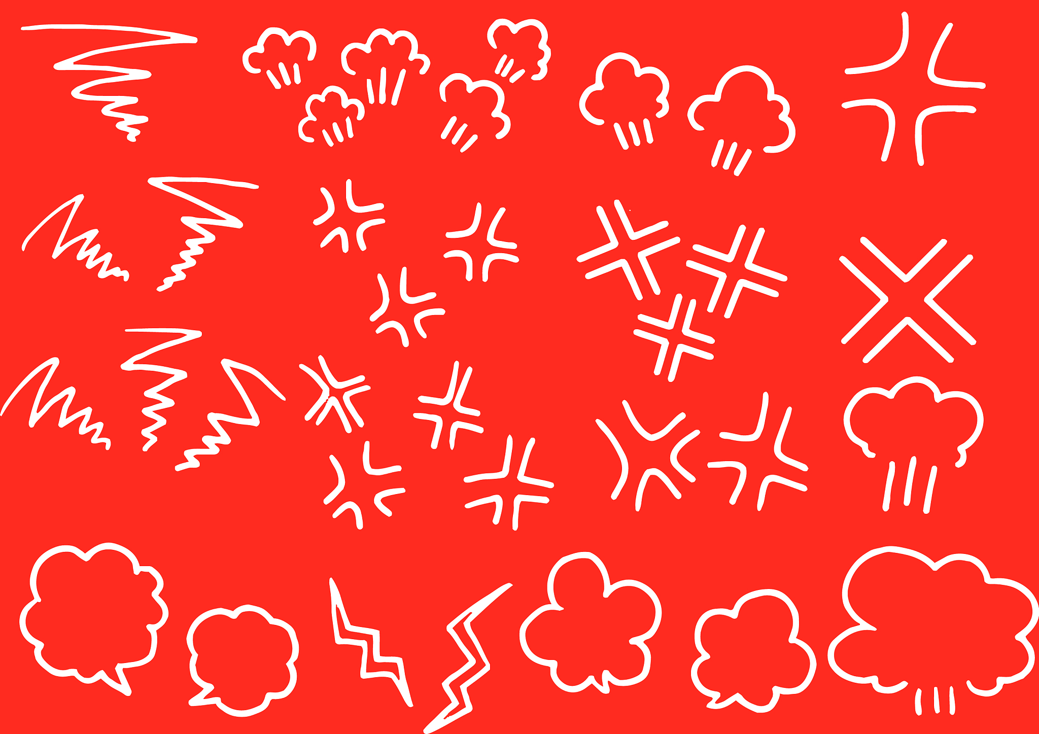 variation handwritten wgite anger mark set
