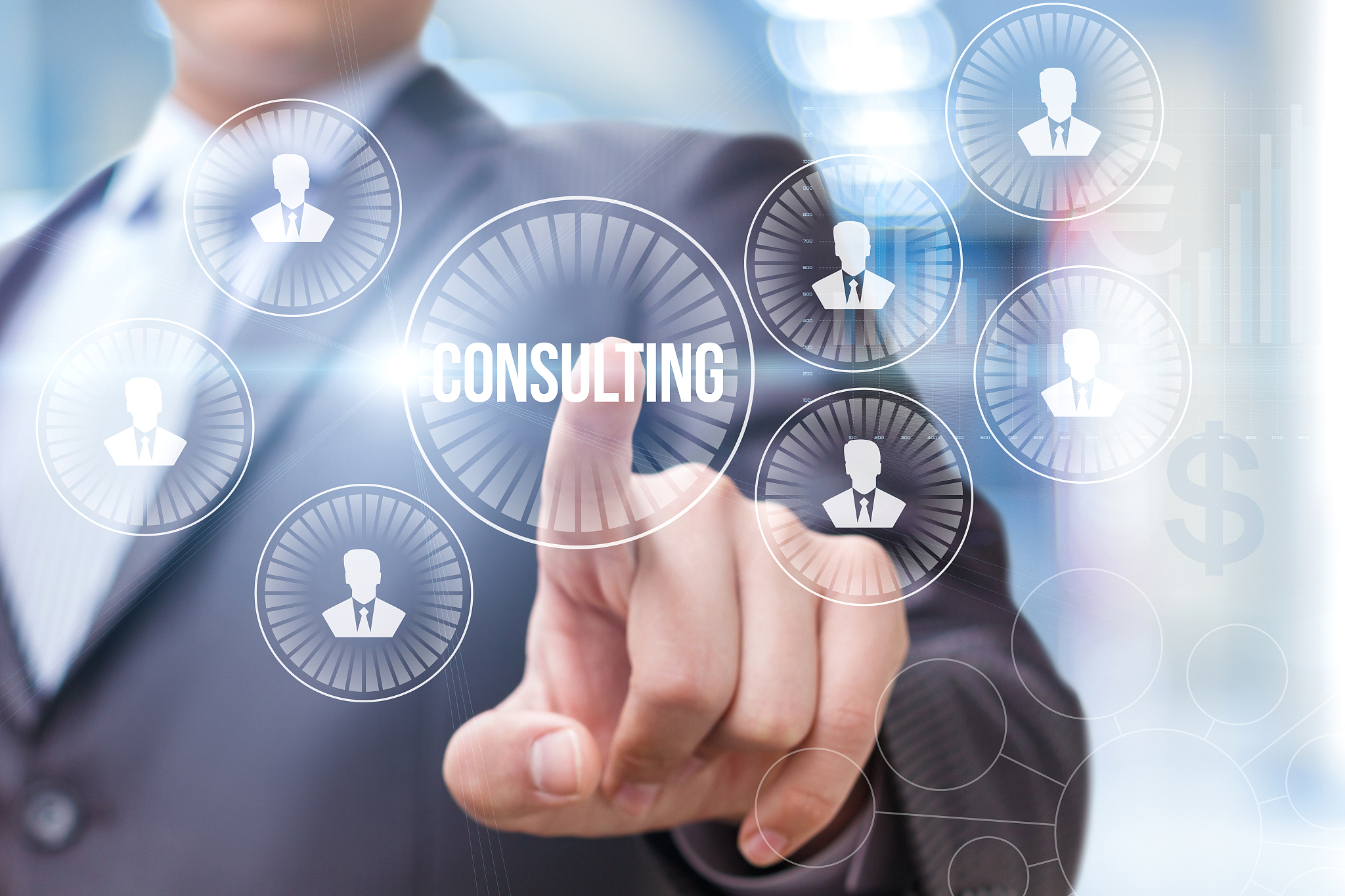 businessman touched consulting services icon .