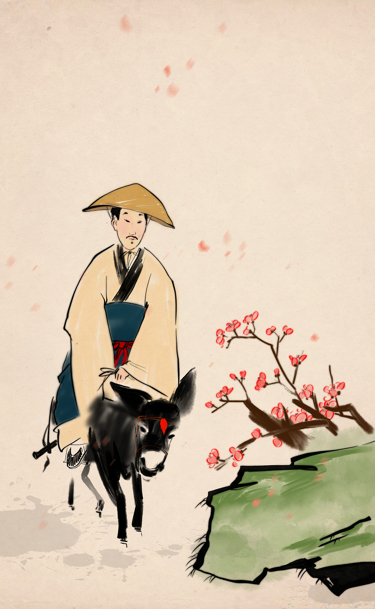 水墨国画古典诗词人物插图