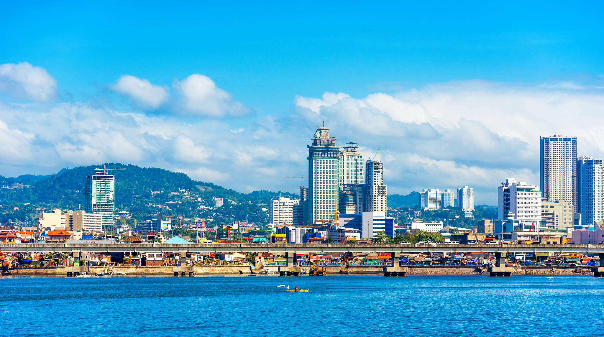 view of the skyscrapers of the city cebu, philippines. copy spac