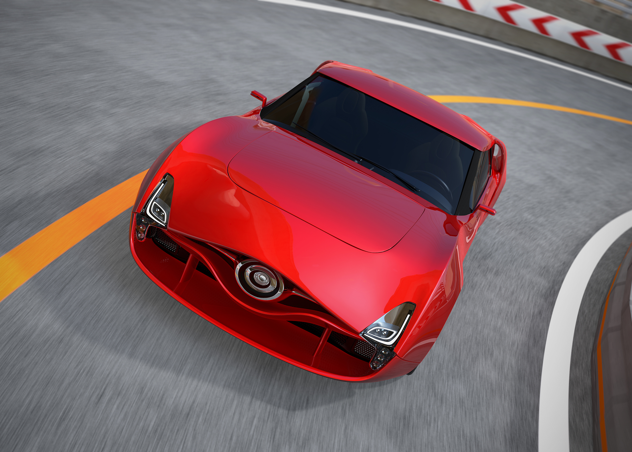 red sports car on the highway