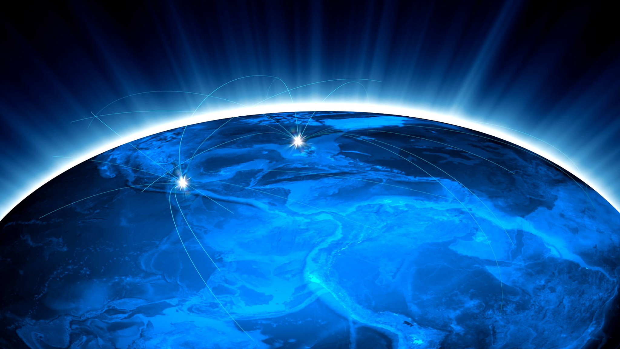 futuristic view of planet earth with global connections