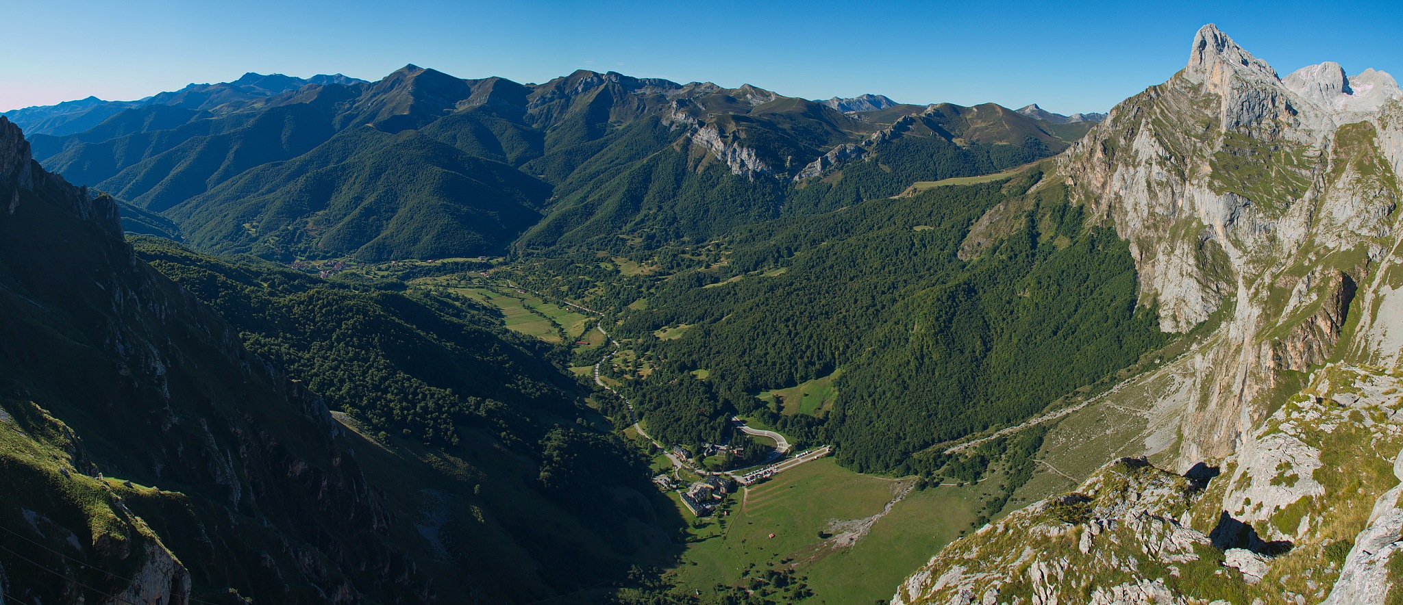 panoramic view of picos de europe from the trail puertos de aliv