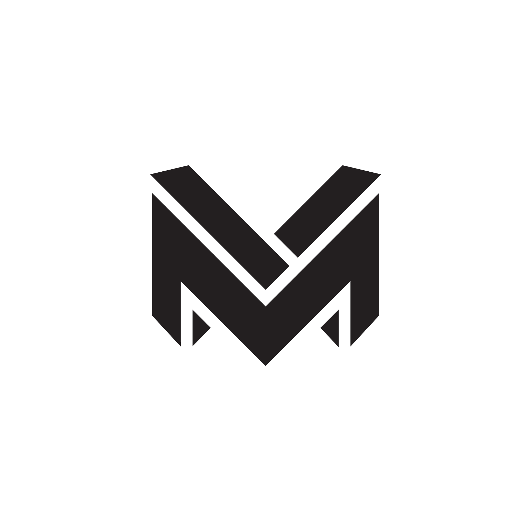 m letter initial logo with line art design