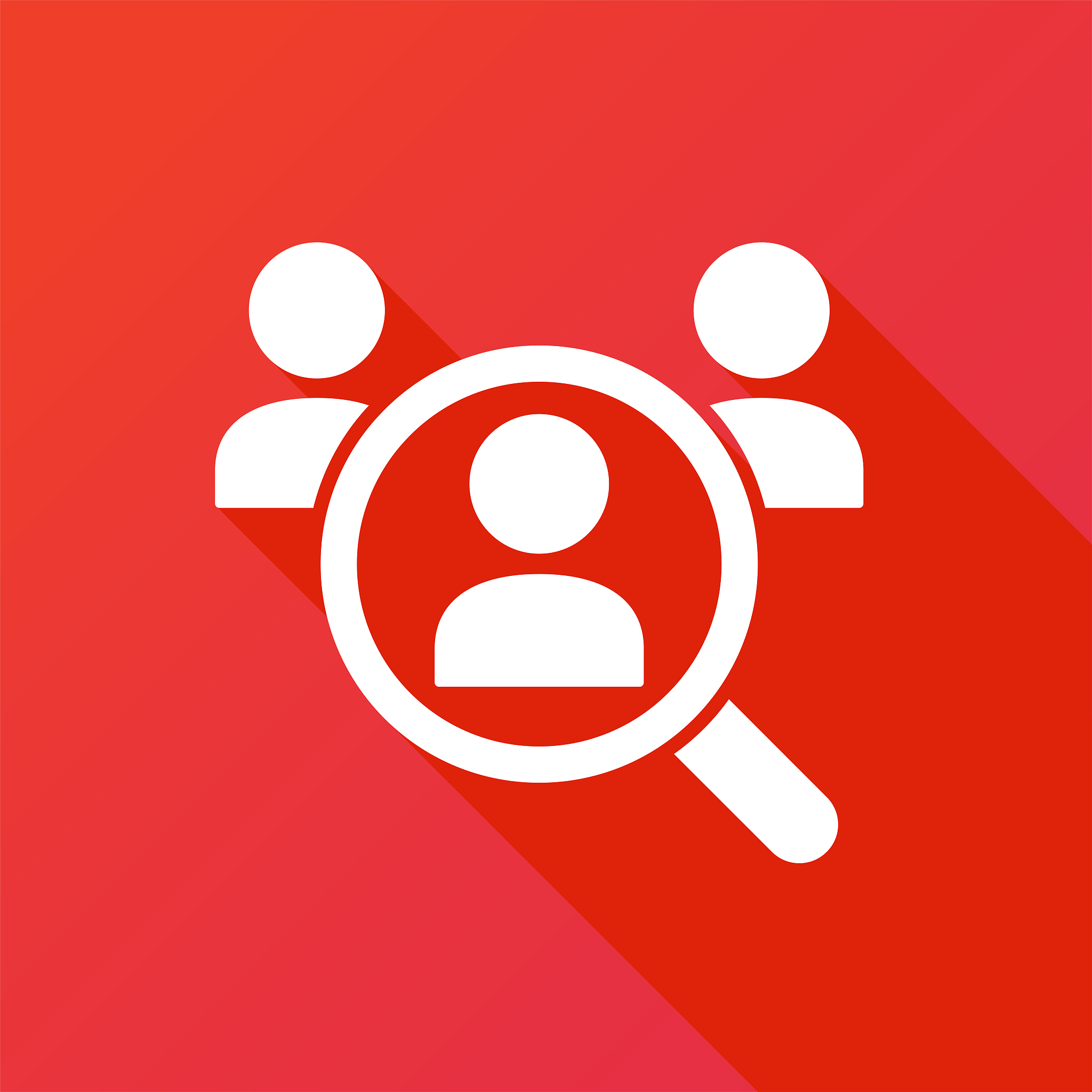 magnifying glass looking for people icon, employee search symbol