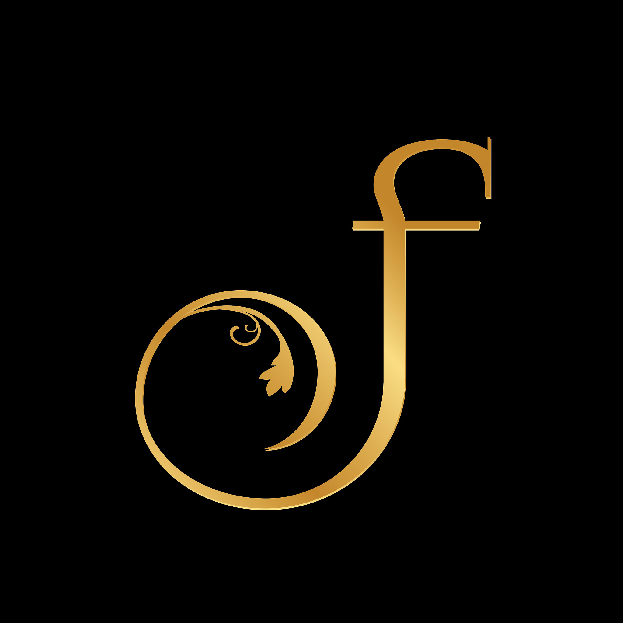 gold floral letter f