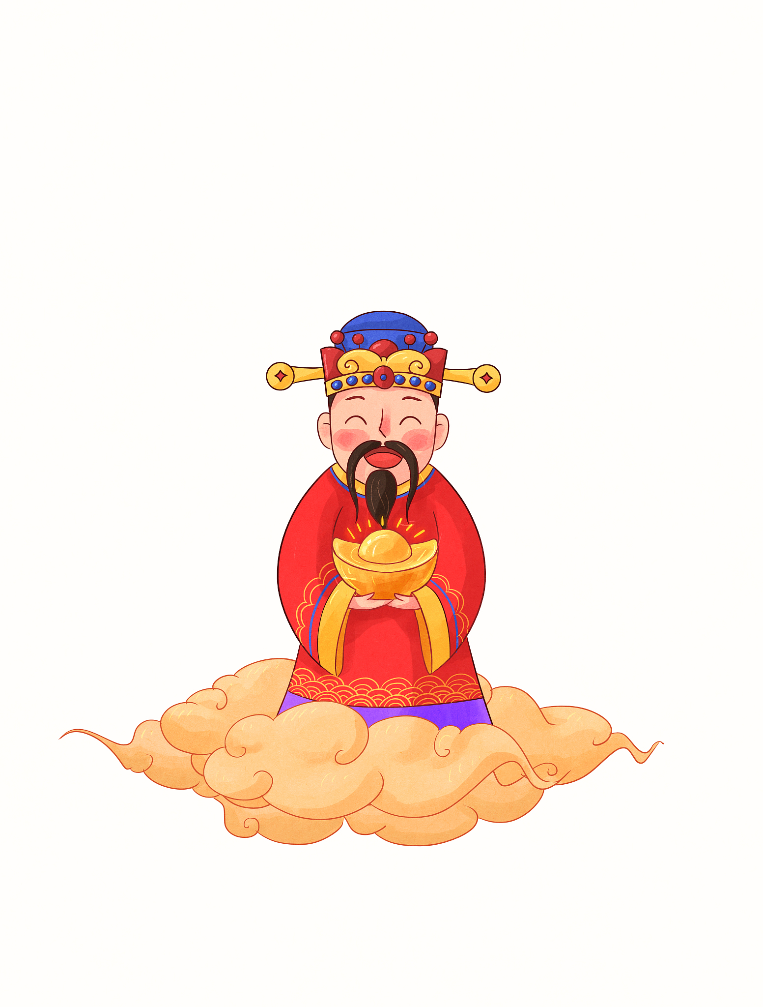 新年红色财神人物插画