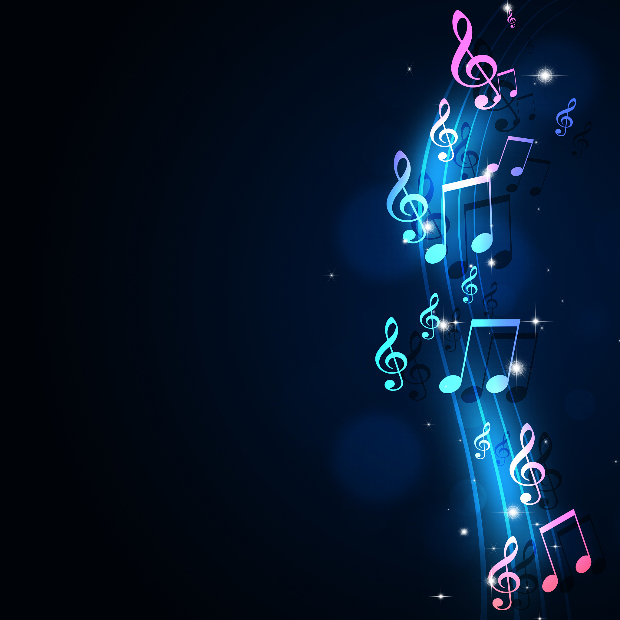 funky music notes blue background