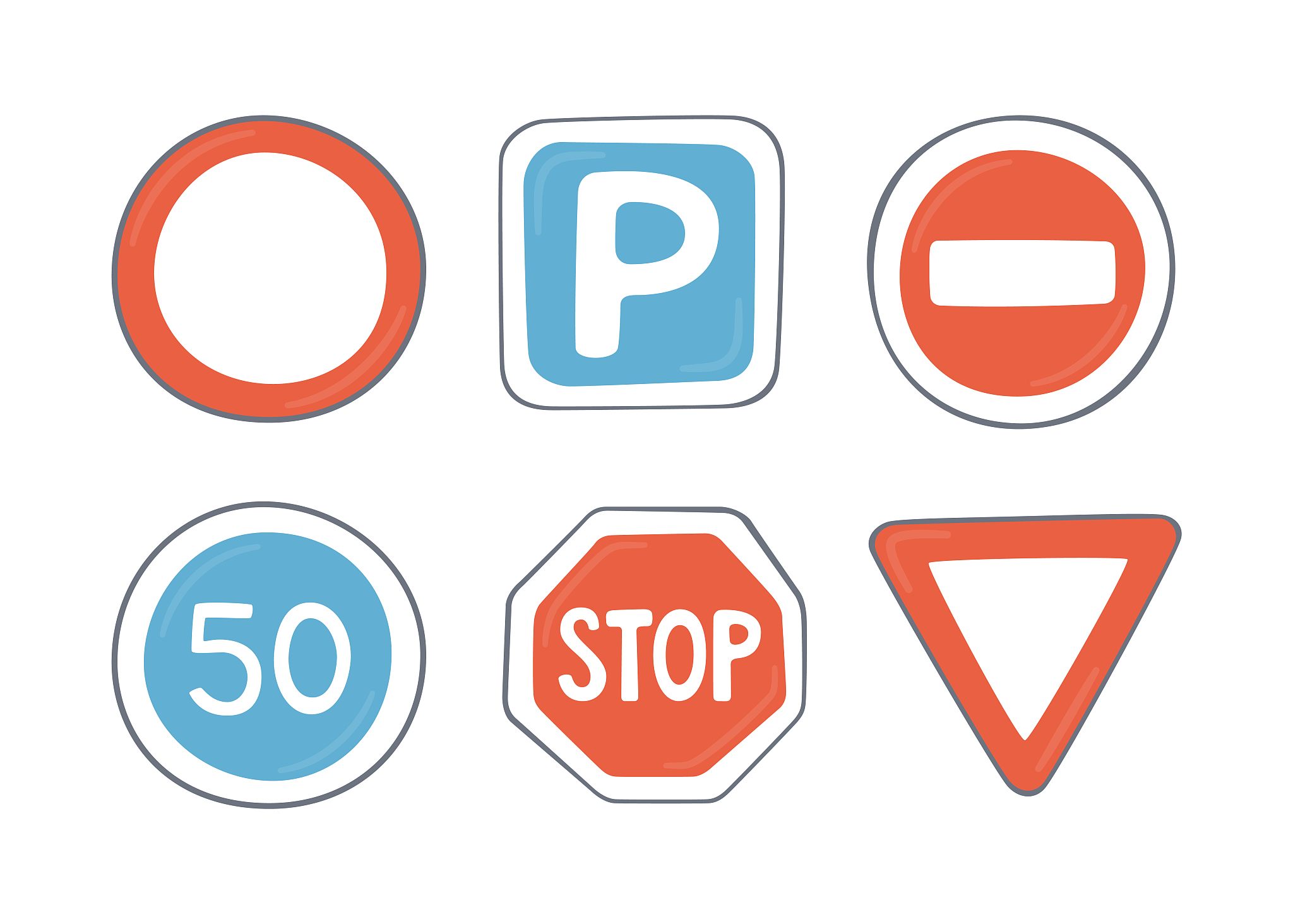 set of road signs. traffic symbols