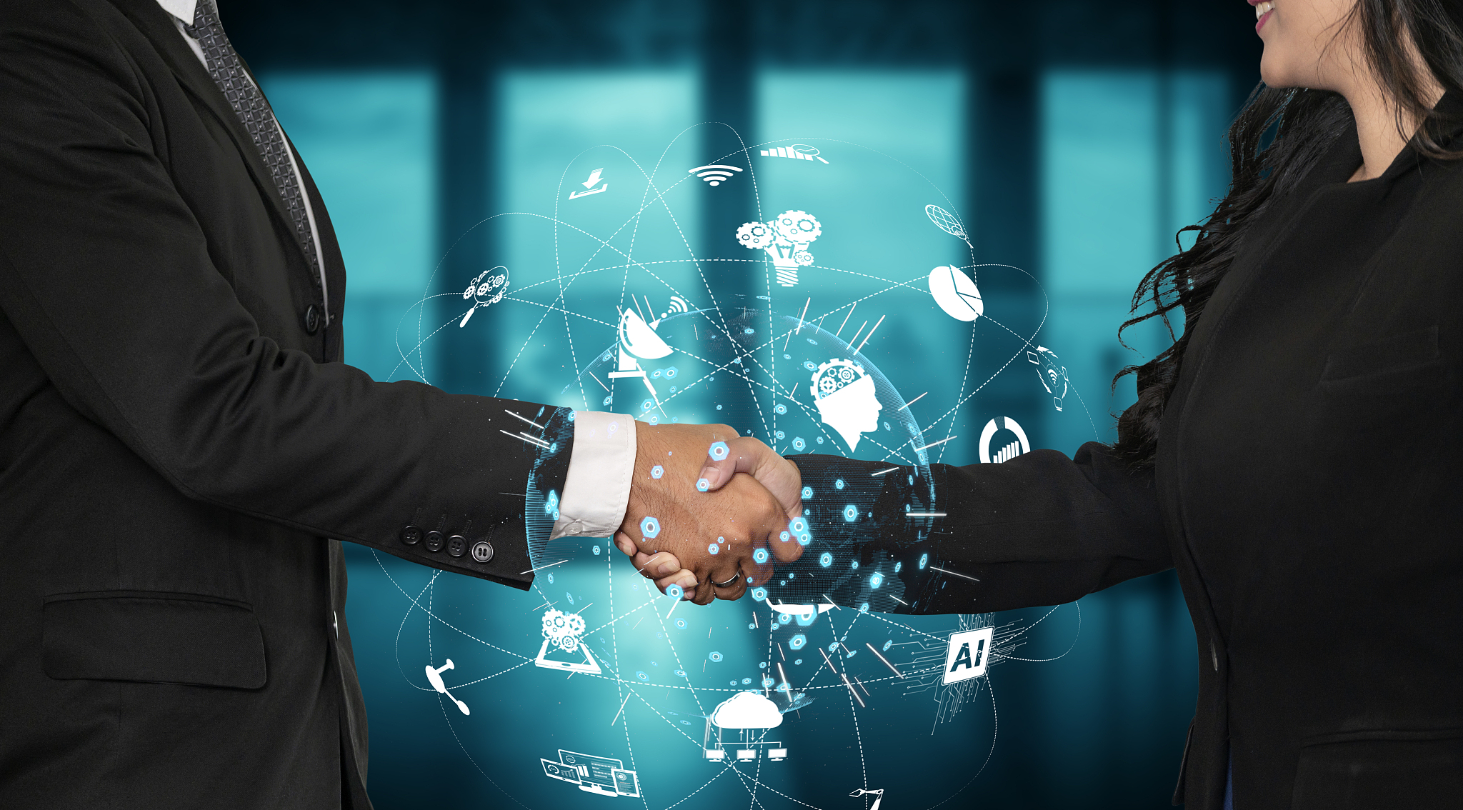 advanced communication and global internet network connection in
